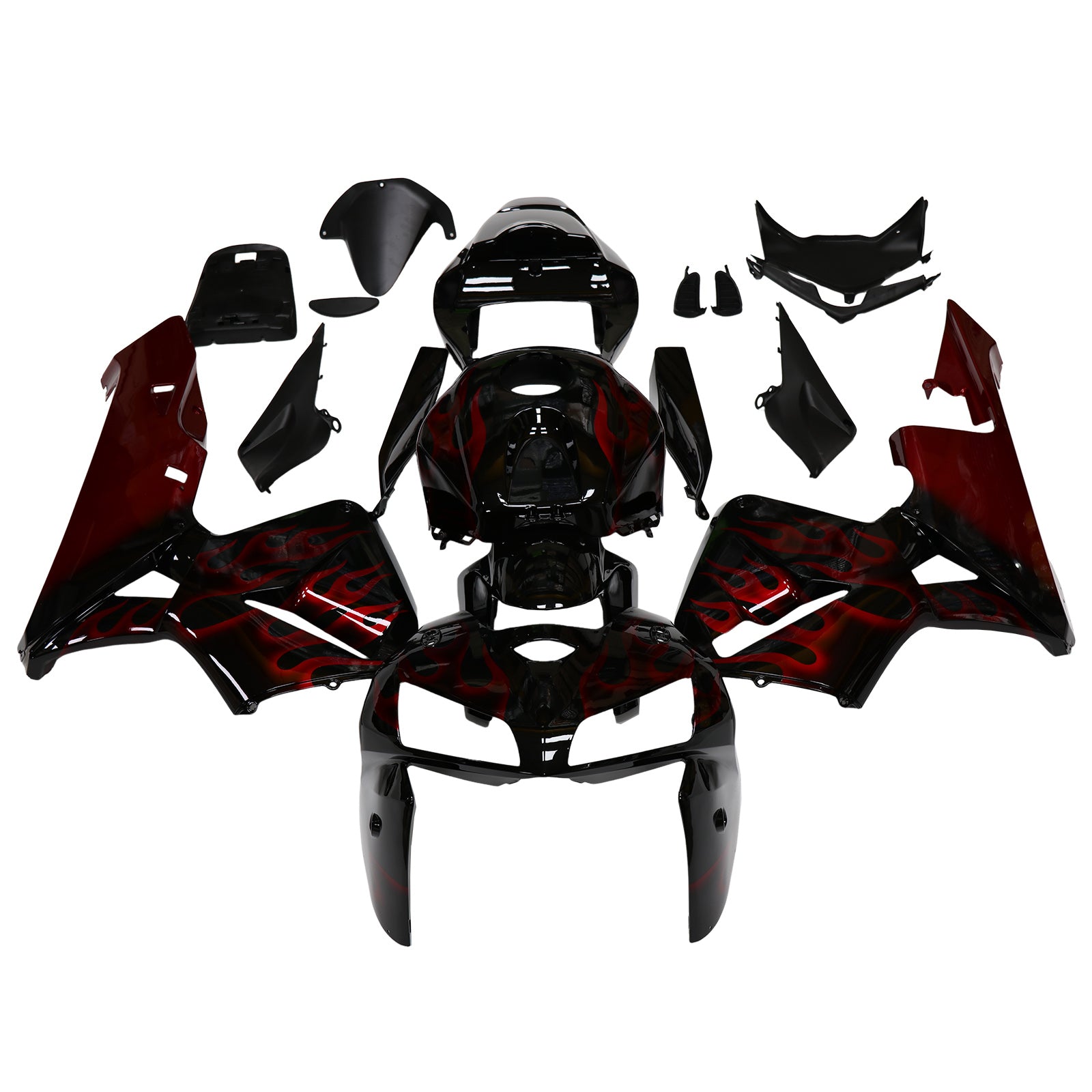 Fairings 2005-2006 Honda CBR 600 RR Black & Red Flame CBR Generic
