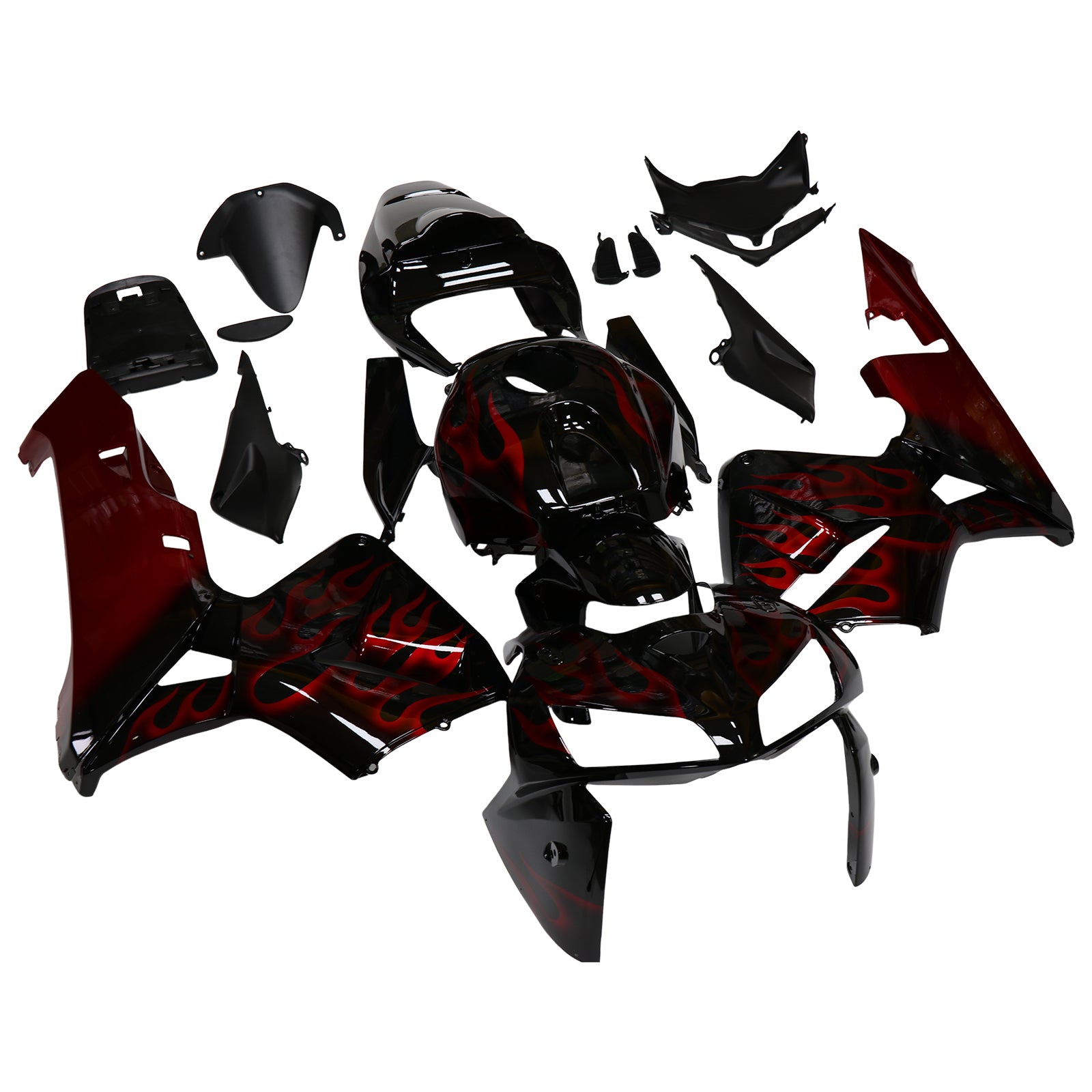Fairings 2005-2006 Honda CBR 600 RR Black & Red Flame CBR Generic