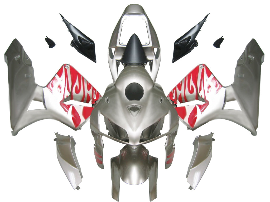 Fairings 2005-2006 Honda CBR 600 RR Silver & Red Tribal Generic