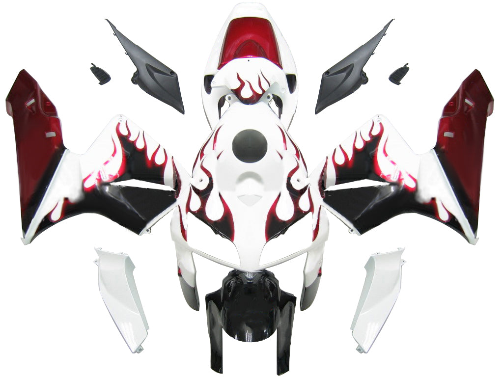 Fairings 2005-2006 Honda CBR 600 RR White Black&Red Flame Generic