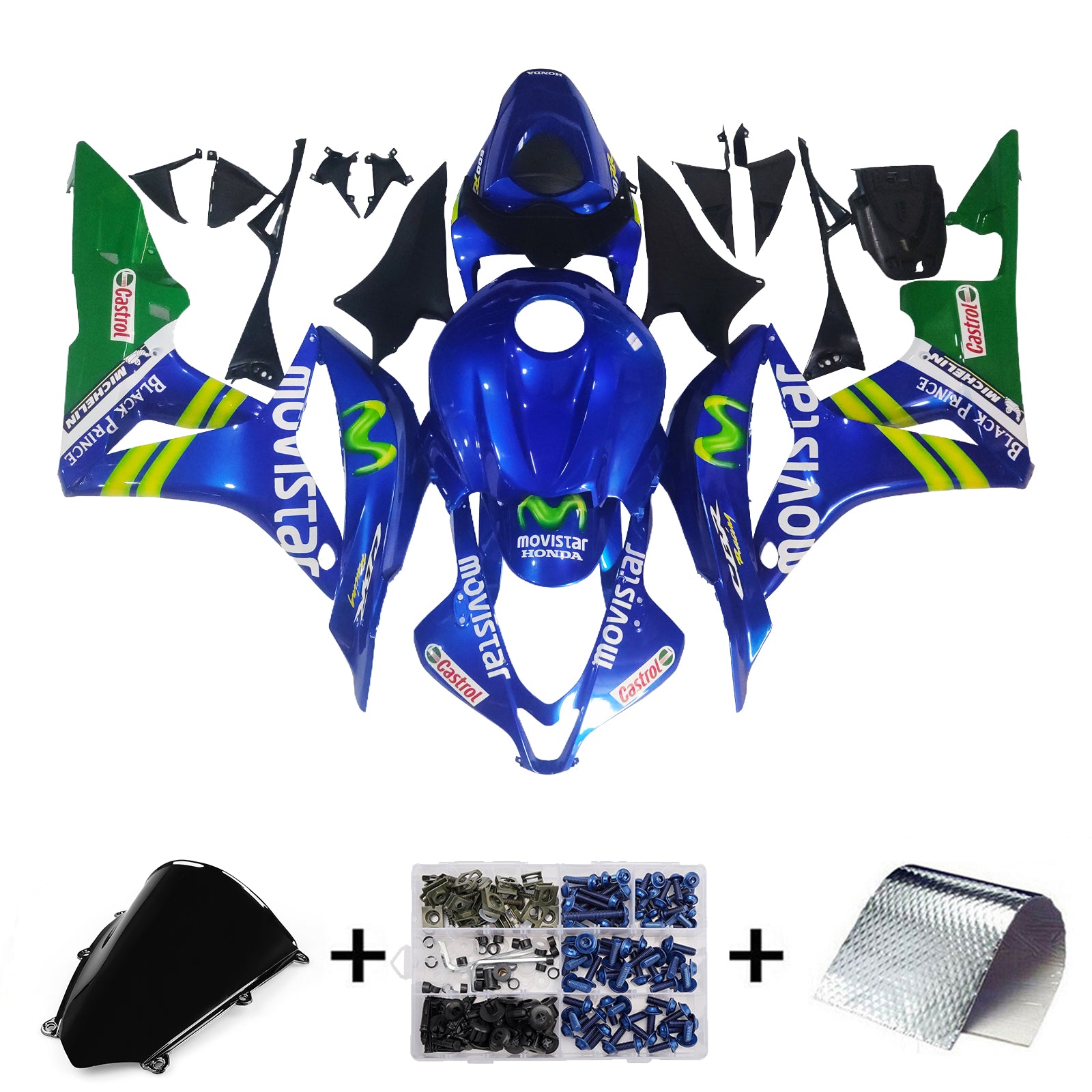 Fairings 2007-2008 Honda CBR 600 RR Blue & Green Movistar