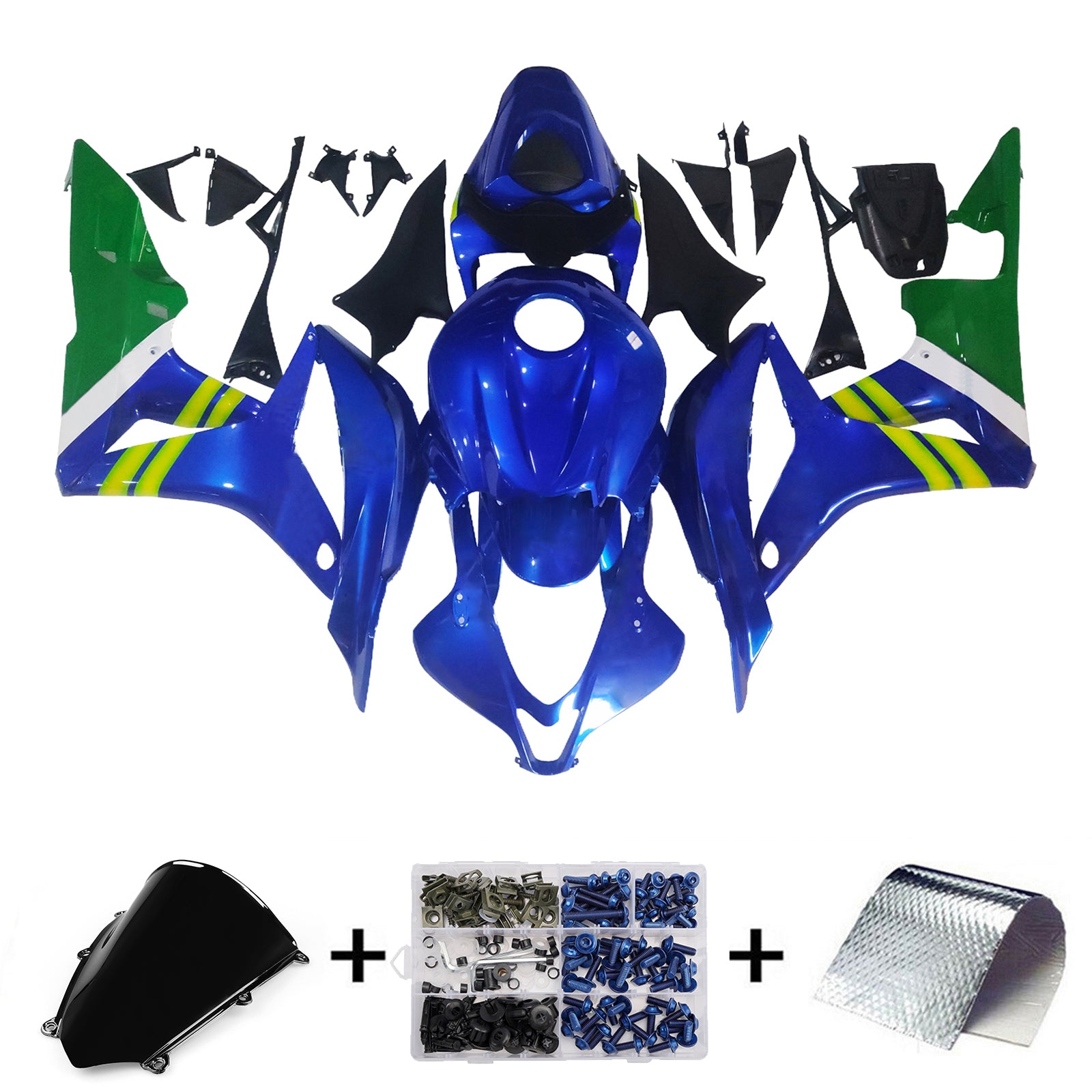 Fairings 2007-2008 Honda CBR 600 RR Blue & Green Movistar