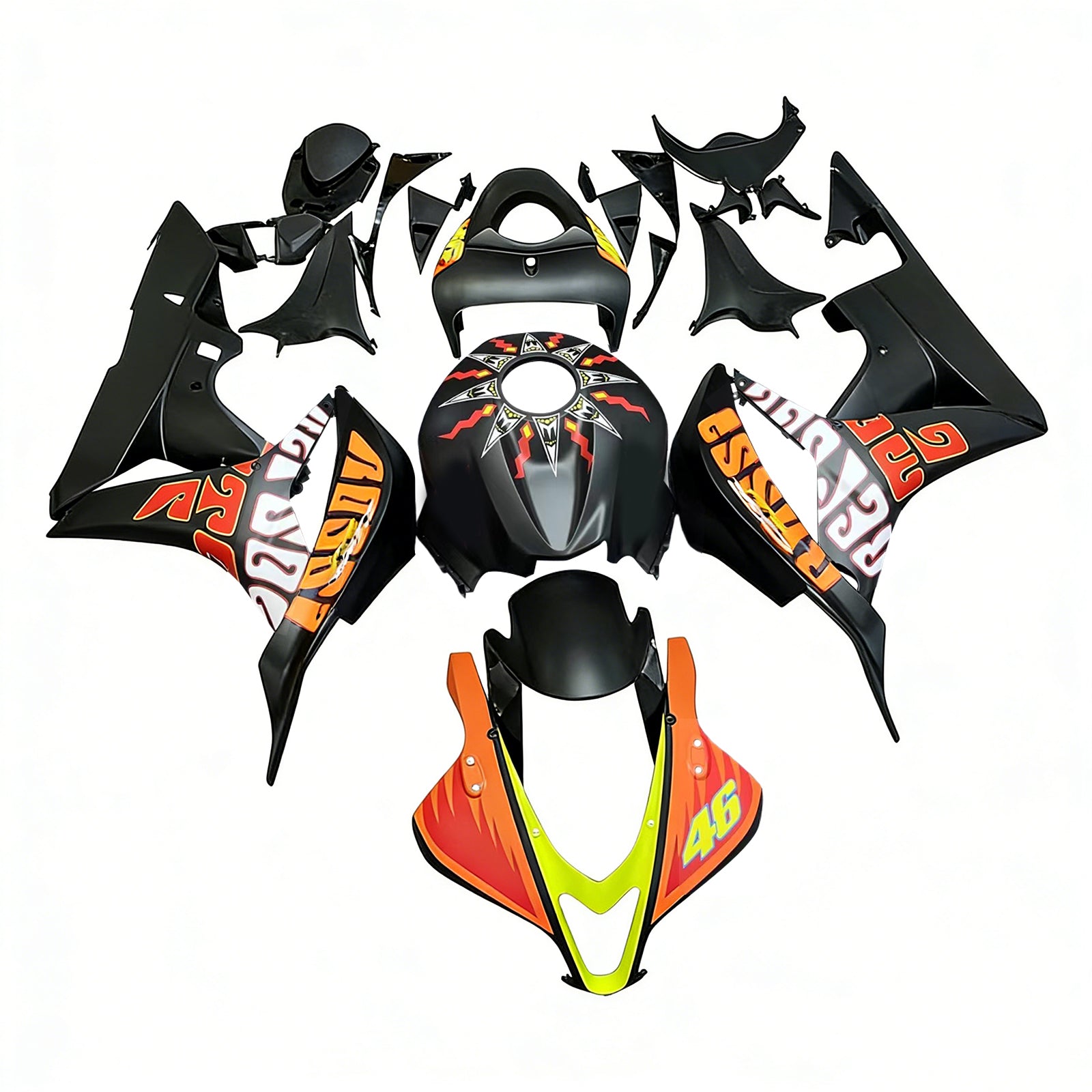 Fairings 2007-2008 Honda CBR 600 RR Black Valentino Rossi Generic