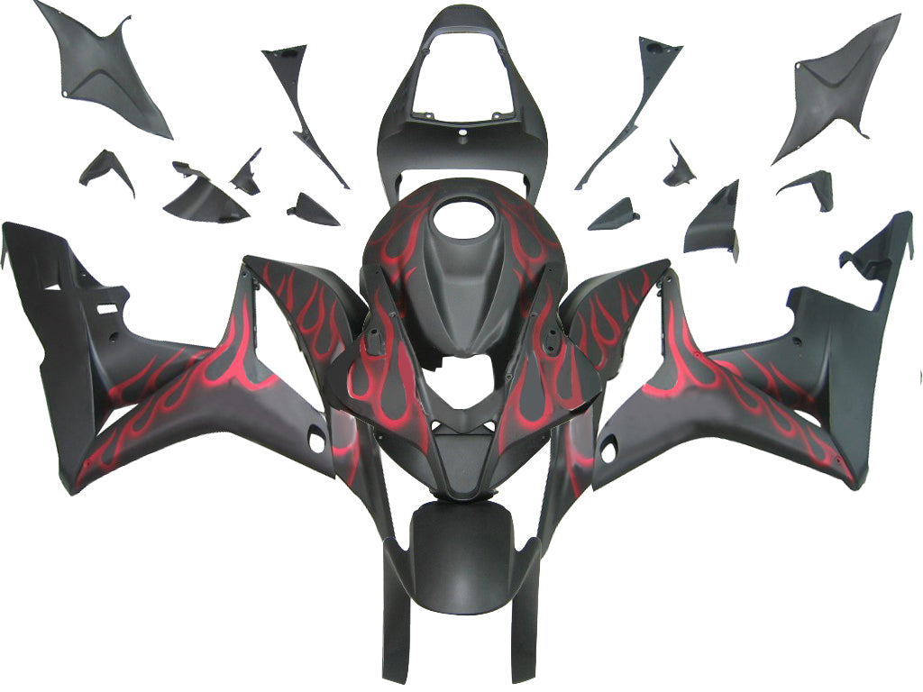 페어링 2007-2008 혼다 CBR 600 RR 매트 블랙 & 레드 플레임 CBR 제네릭