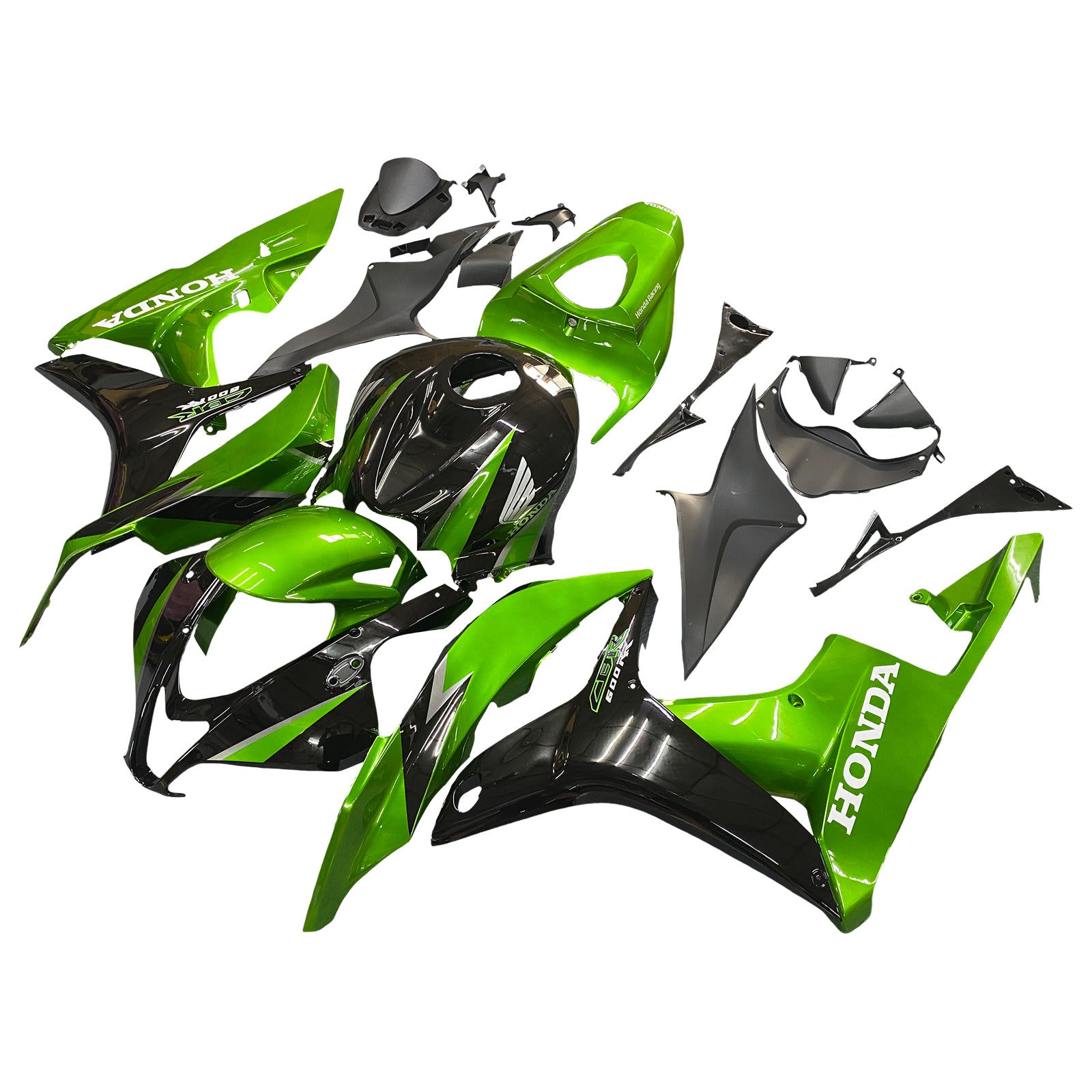 Fairings 2007-2008 Honda CBR 600 RR Metallic Black & Green Honda Generic