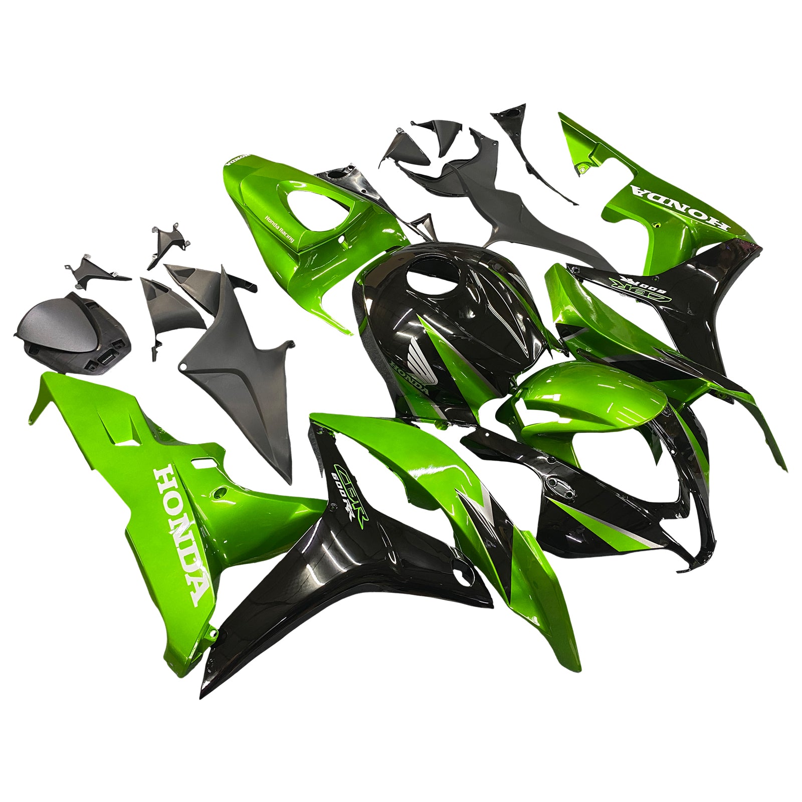 Fairings 2007-2008 Honda CBR 600 RR Metallic Black & Green Honda Generic