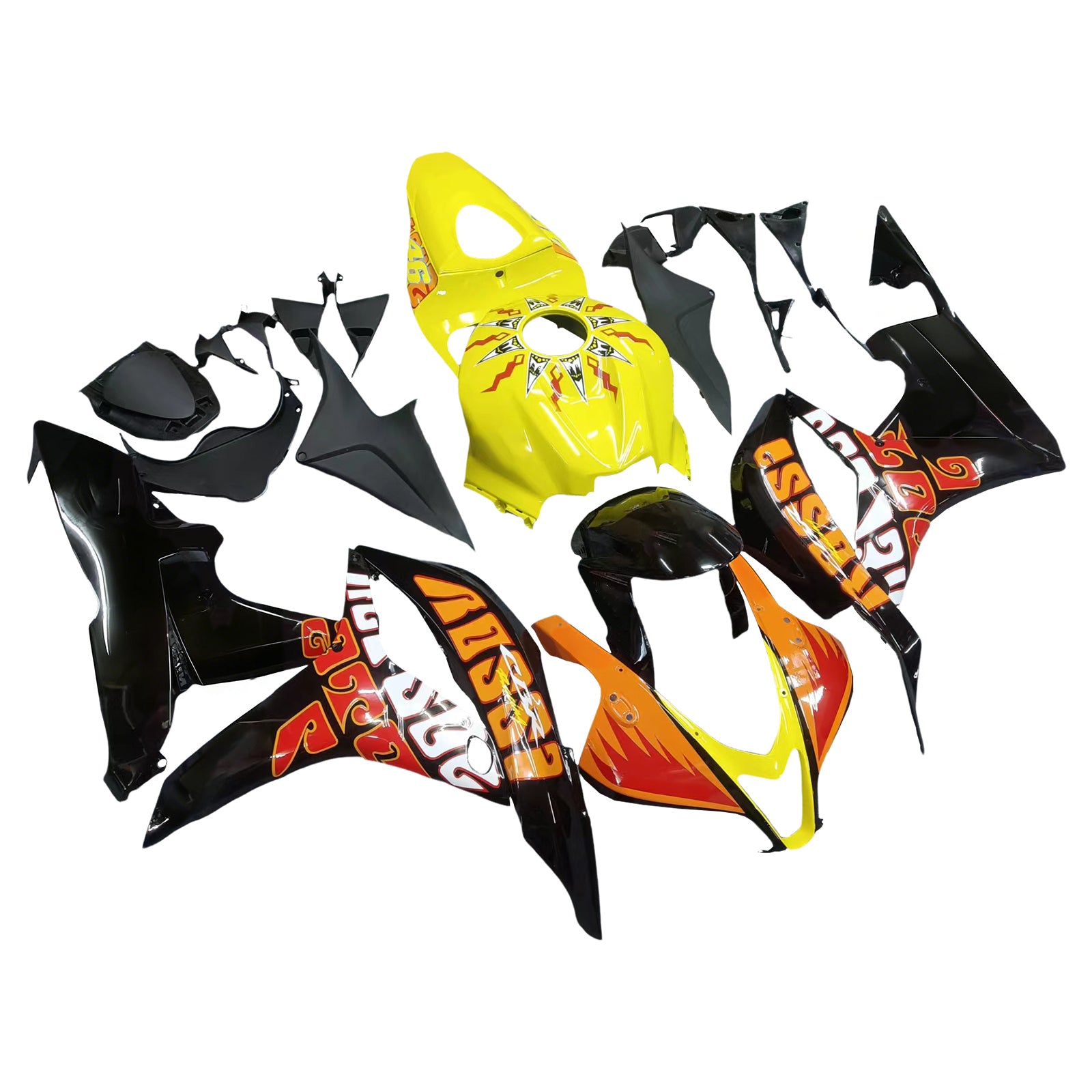 Fairings 2007-2008 Honda CBR 600 RR Yellow Black Valentino Rossi Generic