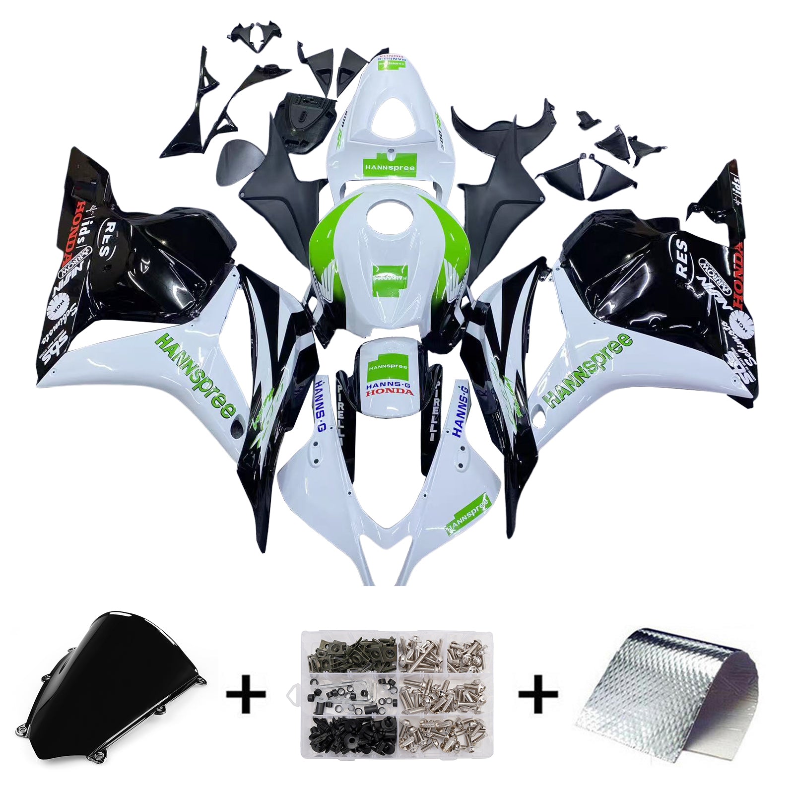 Fairings 2009-2012 Honda CBR 600 RR White & Black Hannspree Generic