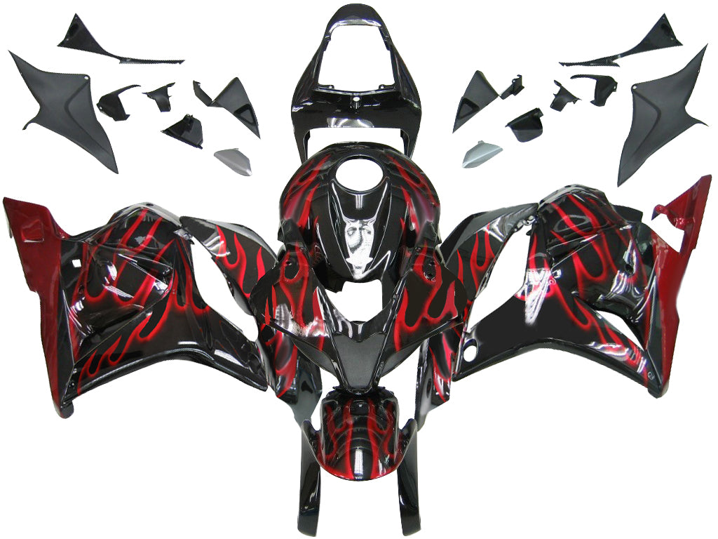 Fairings 2009-2012 Honda CBR 600 RR Black & Red Flame Generic