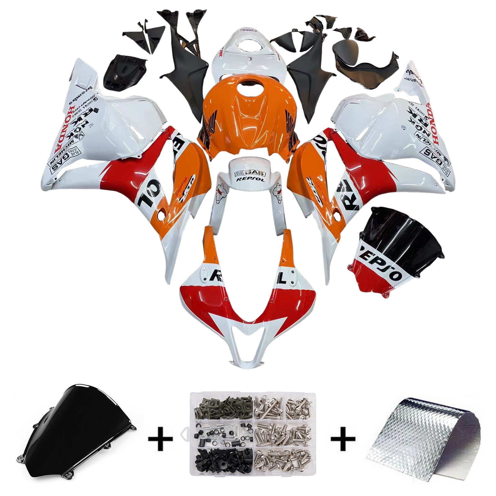 Fairings 2009-2012 Honda CBR 600 RR Orange & White Repsol Generic