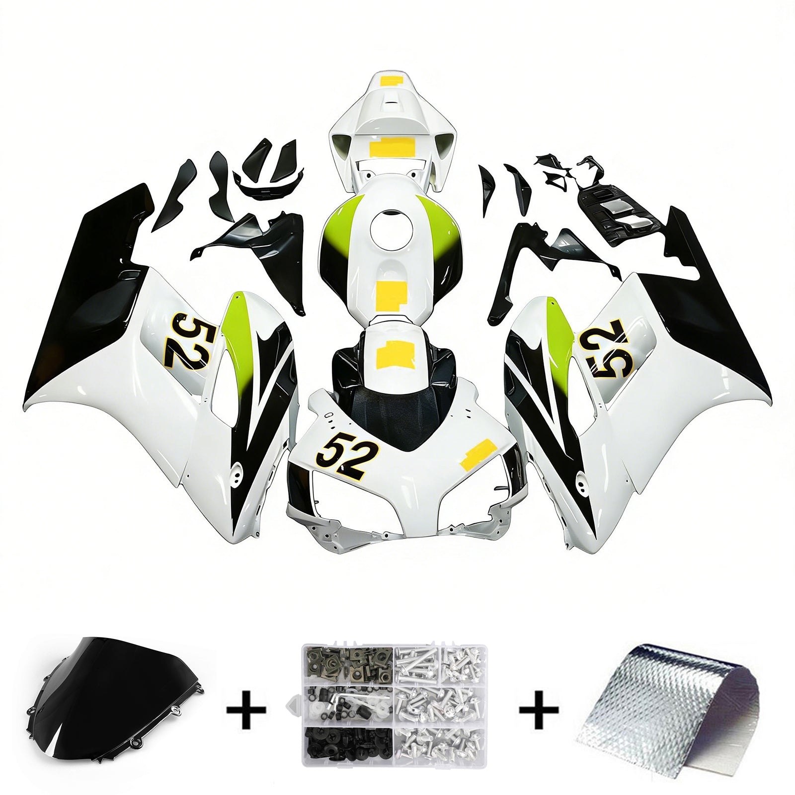 Fairings 2004-2005 Honda CBR 1000 RR White Black Hannspree Generic