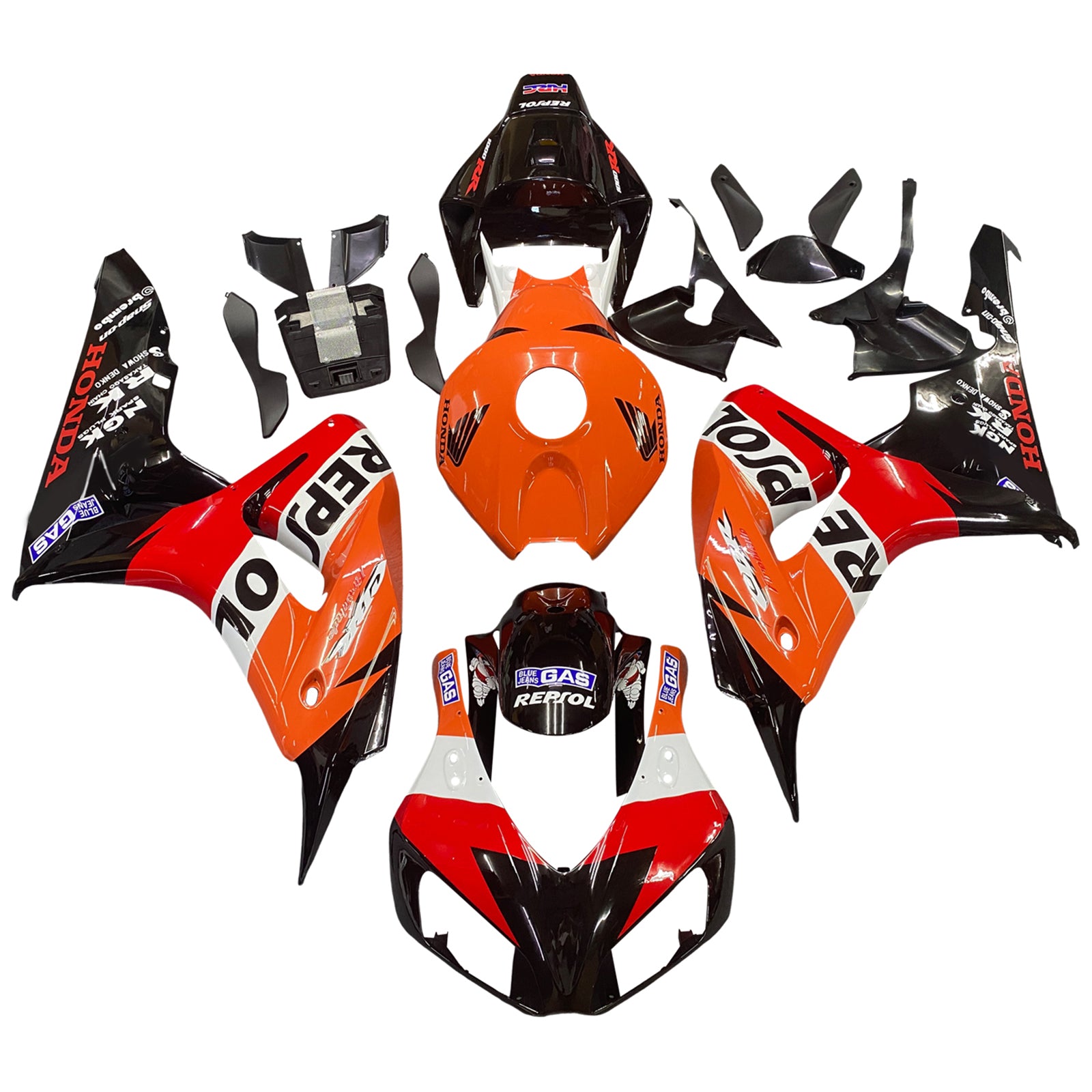 Fairings 2006-2007 Honda CBR 1000 RR Black Orange Repsol Generic
