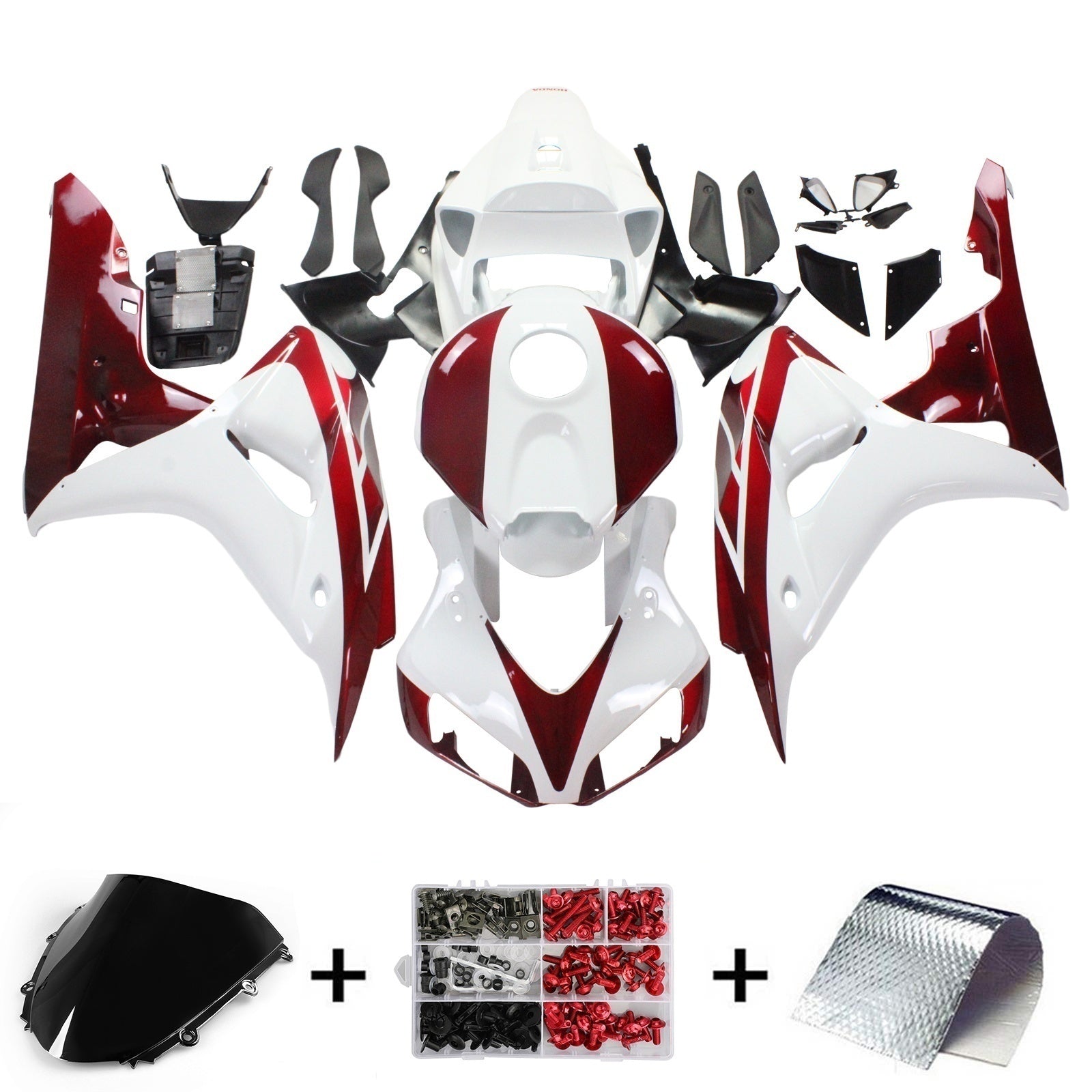 Fairings 2006-2007 Honda CBR 1000 RR White & Cherry Red Honda Generic