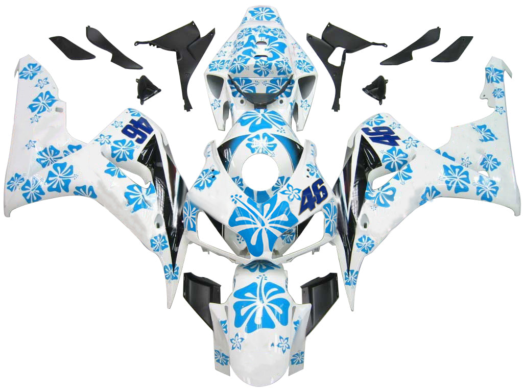 Fairings 2006-2007 Honda CBR 1000 RR White & Blue Floral Generic