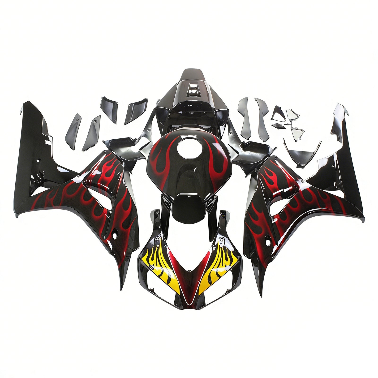 Fairings 2006-2007 Honda CBR 1000 RR Black & Red Flame Shark Generic