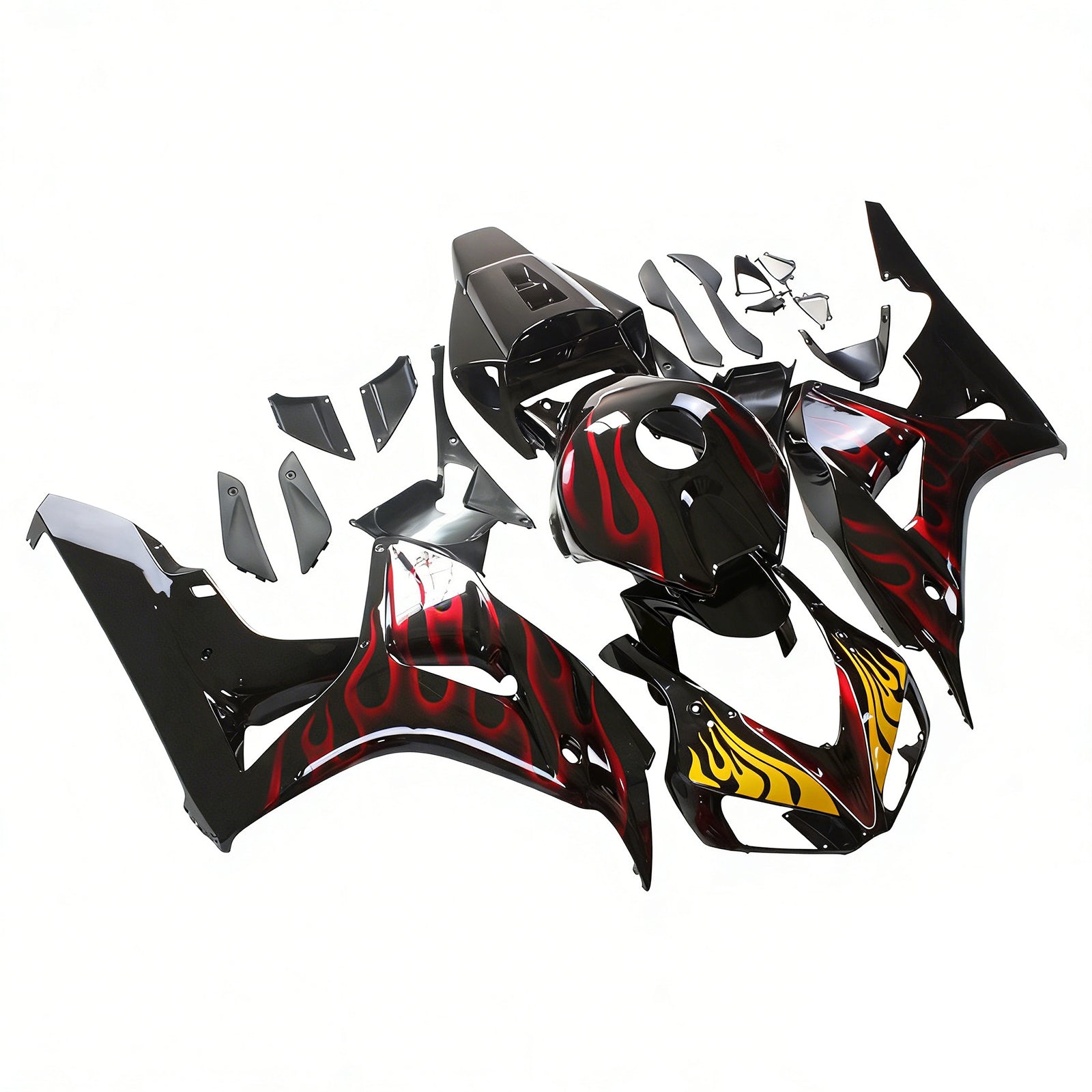 Fairings 2006-2007 Honda CBR 1000 RR Black & Red Flame Shark Generic