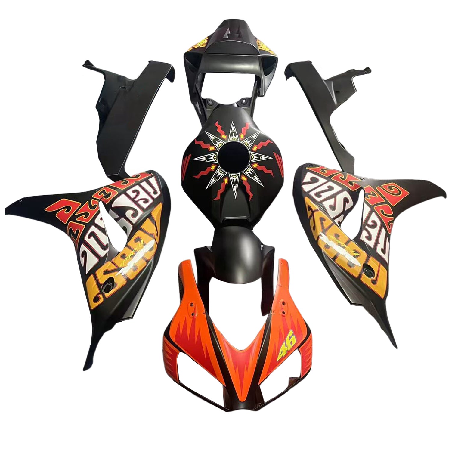 Fairings 2006-2007 Honda CBR 1000 RR Black Valentino Rossi Generic