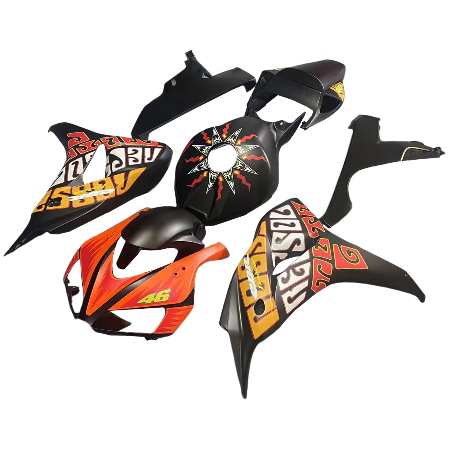 Fairings 2006-2007 Honda CBR 1000 RR Black Valentino Rossi Generic