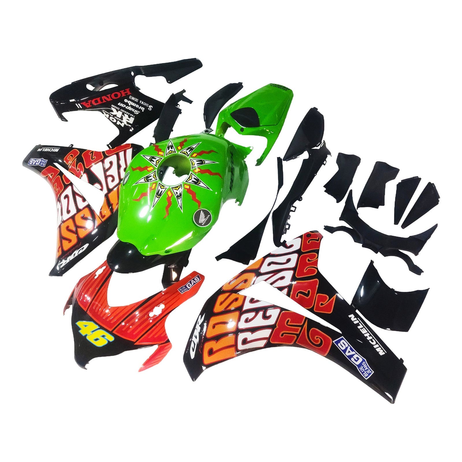 Fairings 2008-2011 Honda CBR 1000 RR Black Green Valentino Rossi Generic
