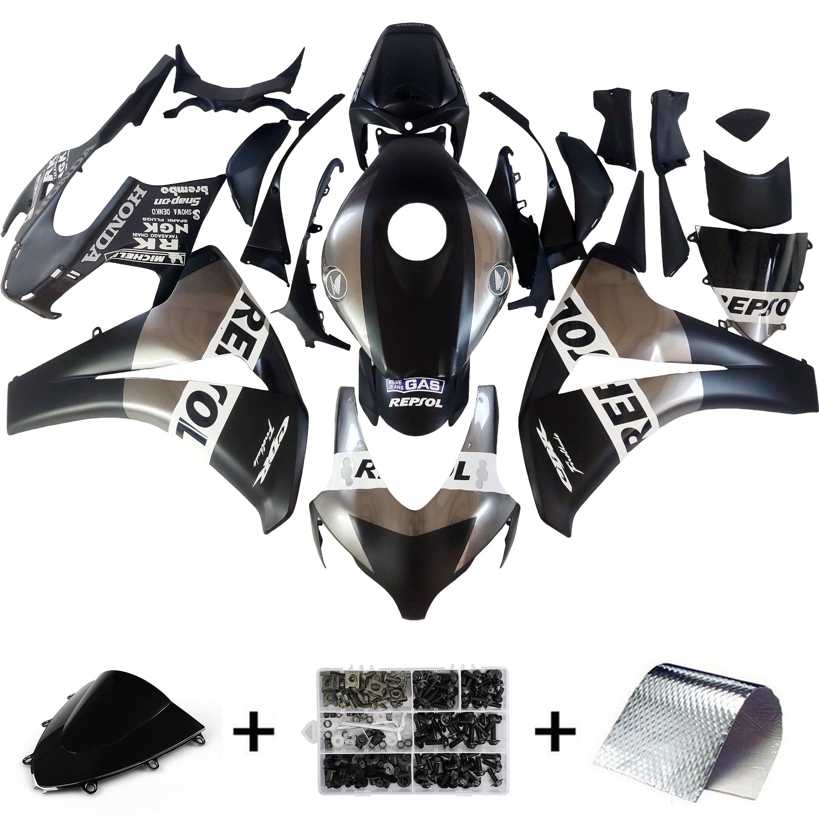 Fairings 2008-2011 Honda CBR 1000 RR Black Silver Repsol Generic
