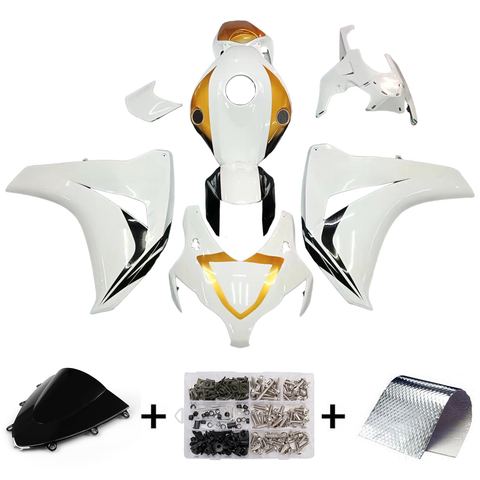Fairings 2008-2011 Honda CBR 1000 RR White & Gold Sport-Evo Generic