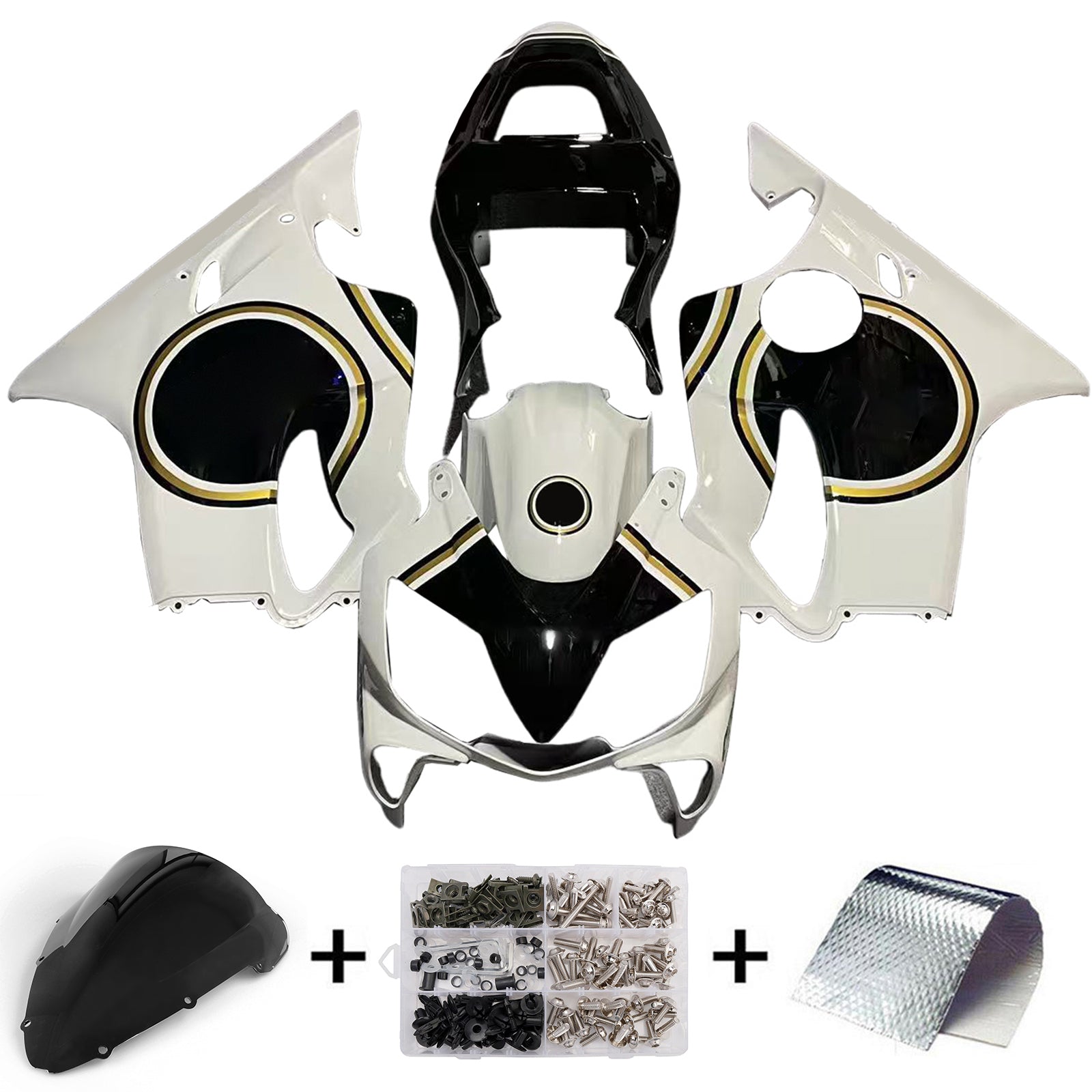 Fairings 2001-2003 Honda CBR 600 F4i White & Black Lucky Strike Generic