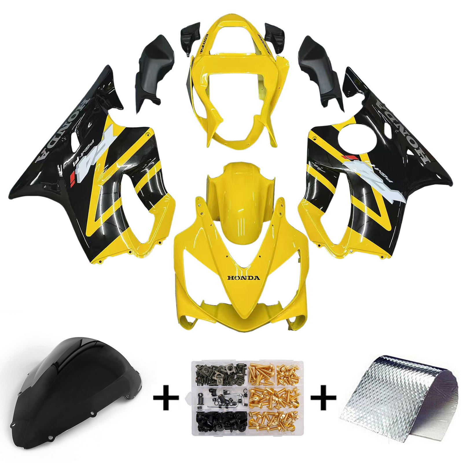 Fairings 2001-2003 Honda CBR 600 F4i Yellow & Black F4i Generic