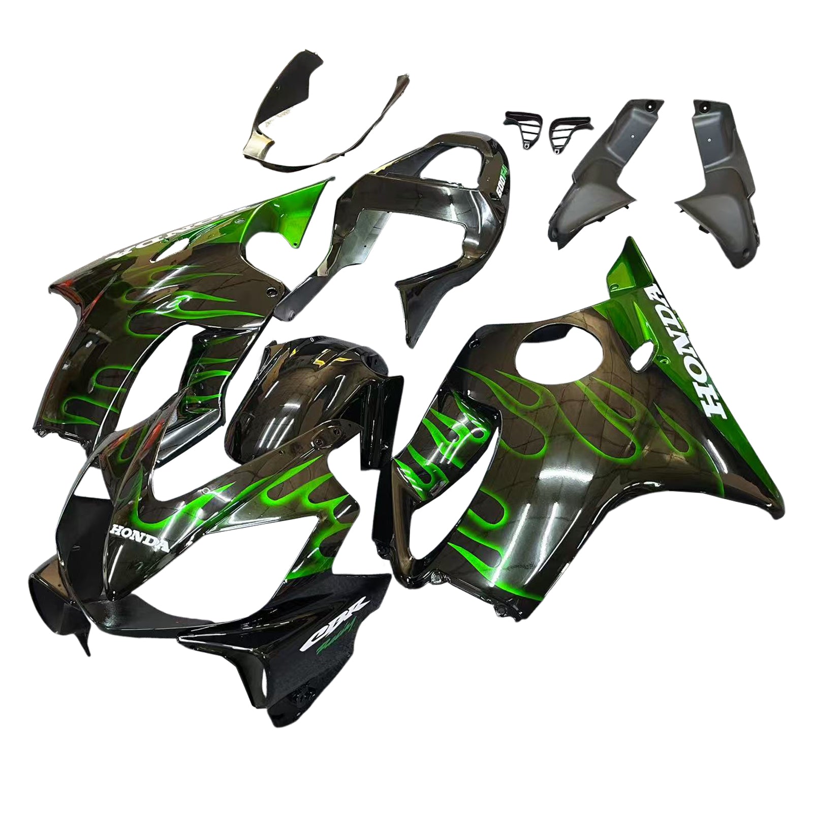 Fairings 2001-2003 Honda CBR 600 F4i Black & Green Flame Generic