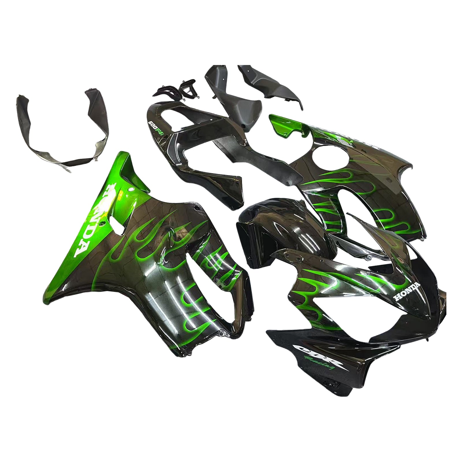 Fairings 2001-2003 Honda CBR 600 F4i Black & Green Flame Generic