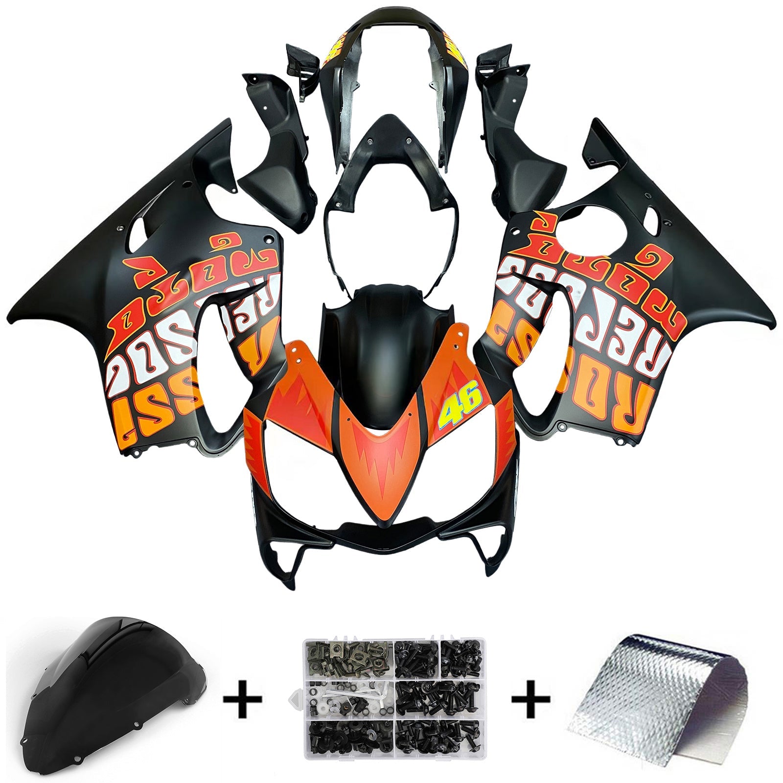 페어링 2004-2007 혼다 CBR 600 F4i 블랙 발렌티노 로시 제네릭