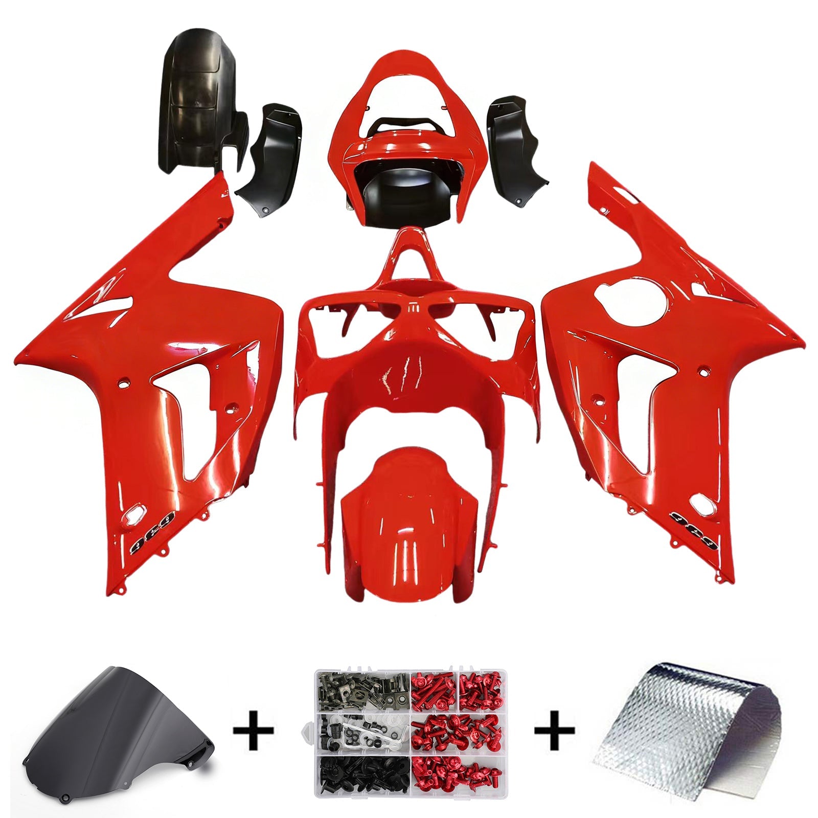 Carenados 2003-2004 Kawasaki ZX6R 636 Rojo Ninja Genérico
