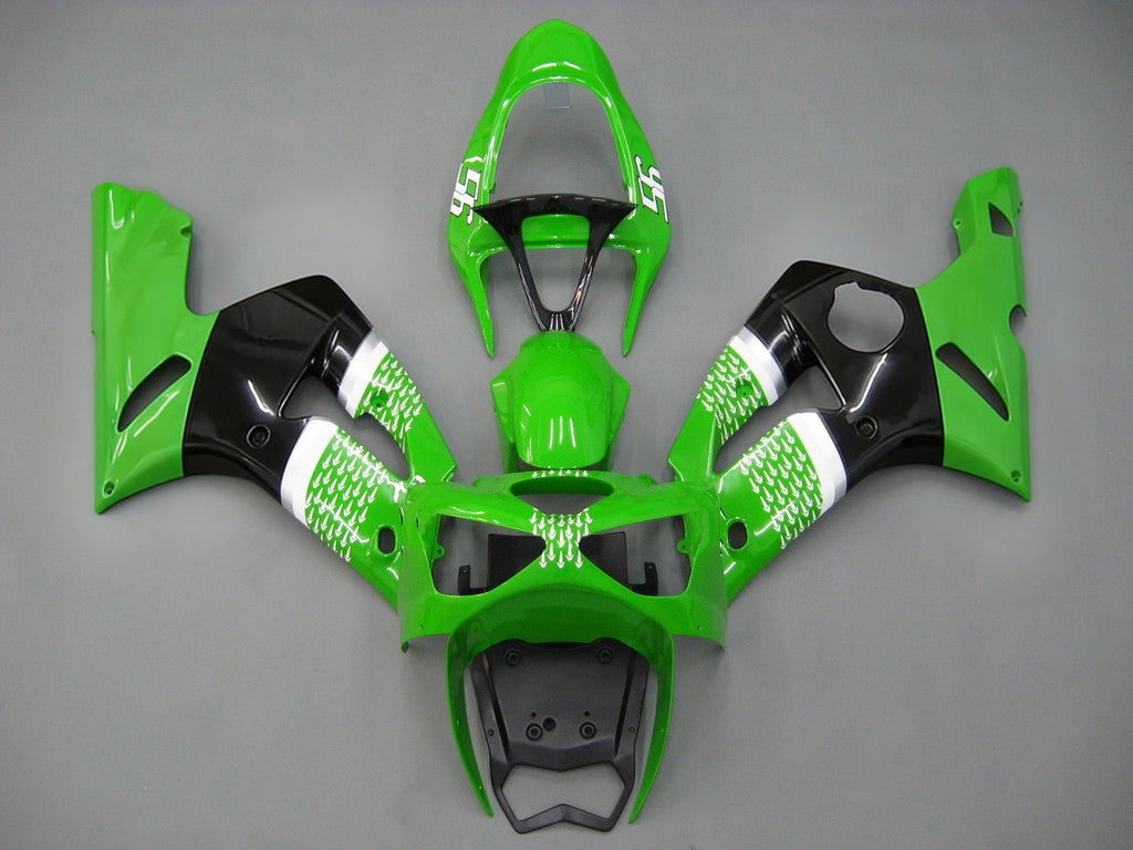 Fairings 2003-2004 Kawasaki ZX6R 636 Green Black No.56 ELF Generic