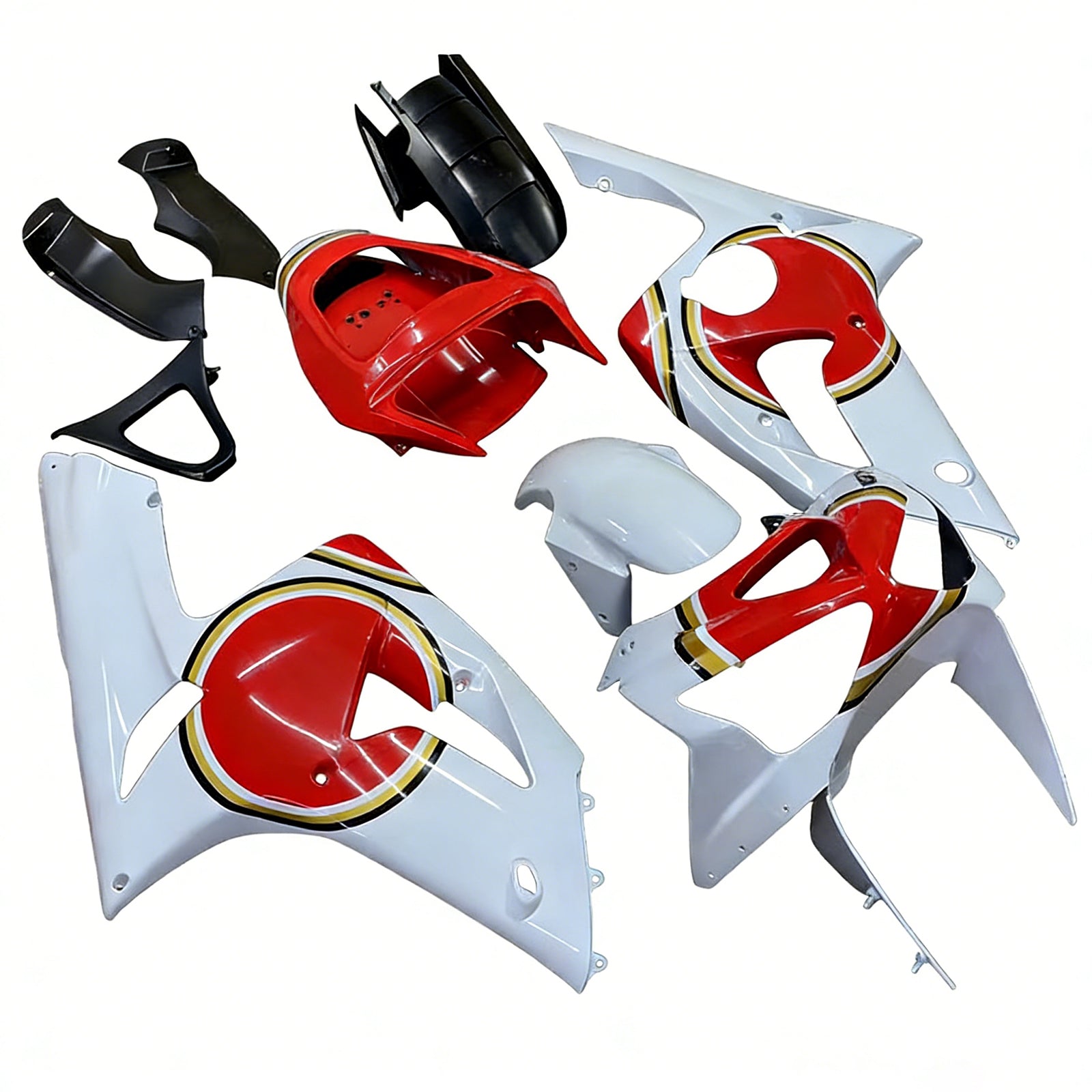 Fairings 2003-2004 Kawasaki ZX6R 636 White Red Lucky Strike Ninja Generic