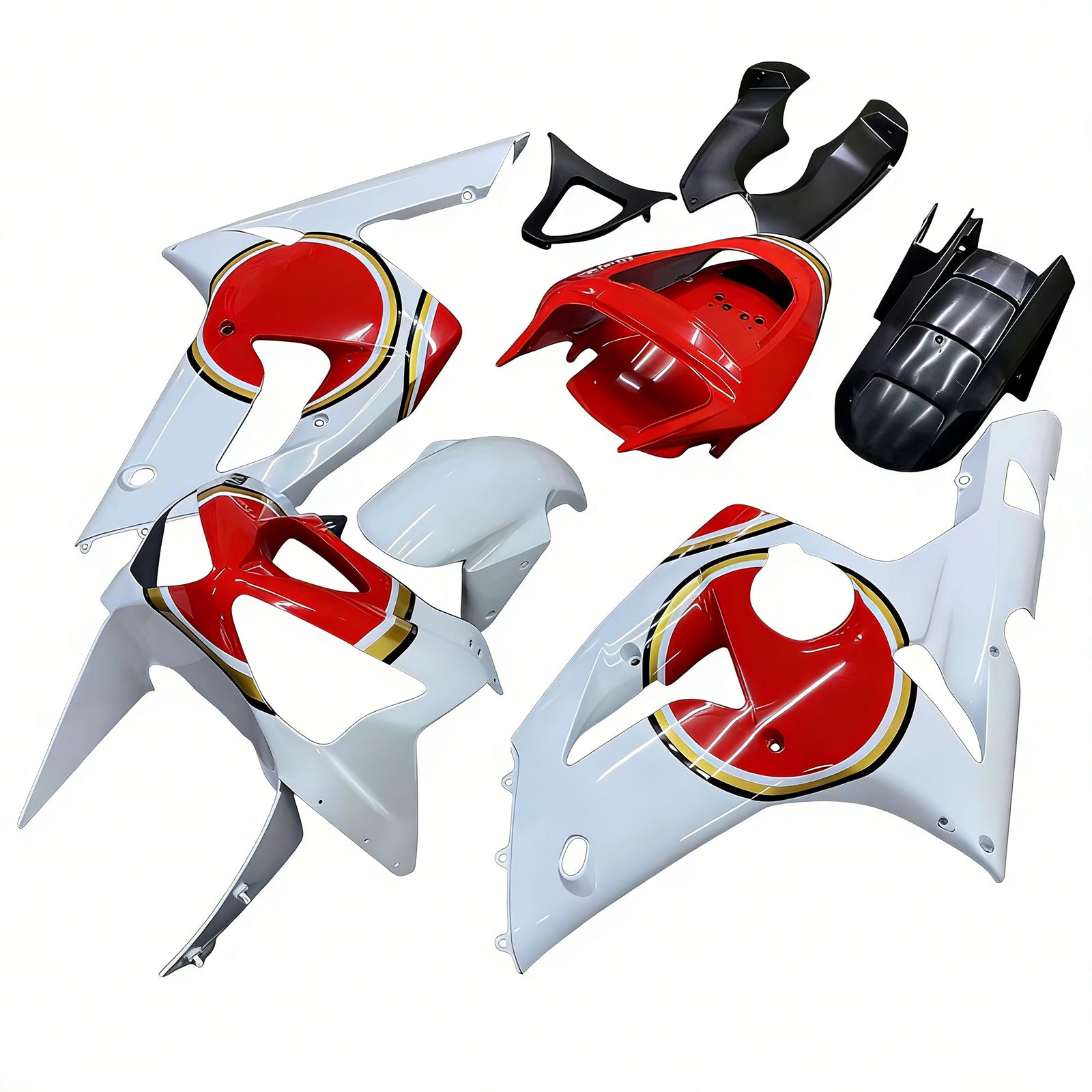 Fairings 2003-2004 Kawasaki ZX6R 636 White Red Lucky Strike Ninja Generic