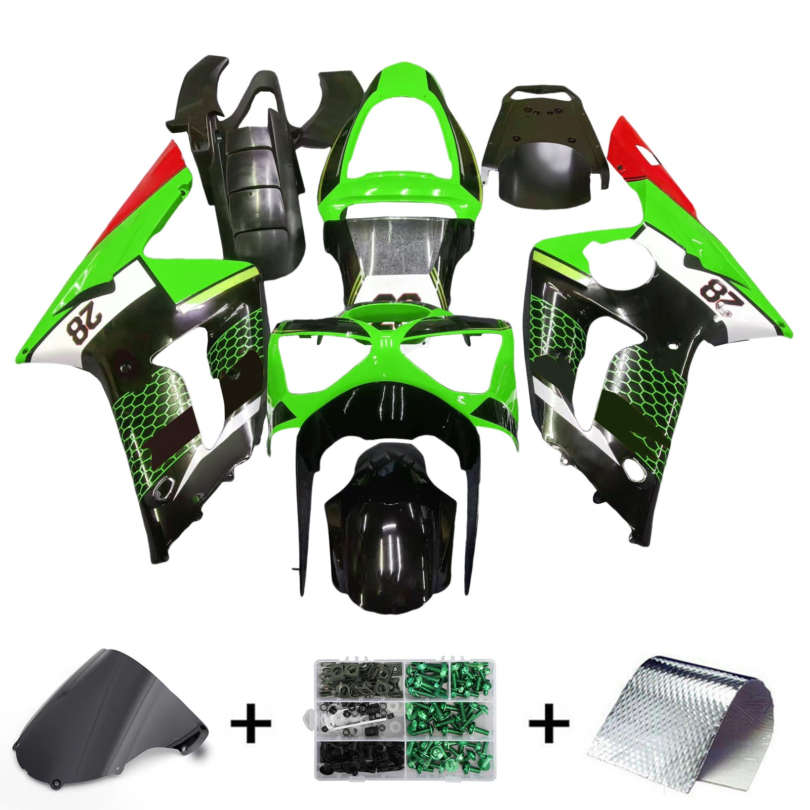Kawasaki ZX6R 636 2003-2004 Fairing Kit Bodywork Plastic ABS