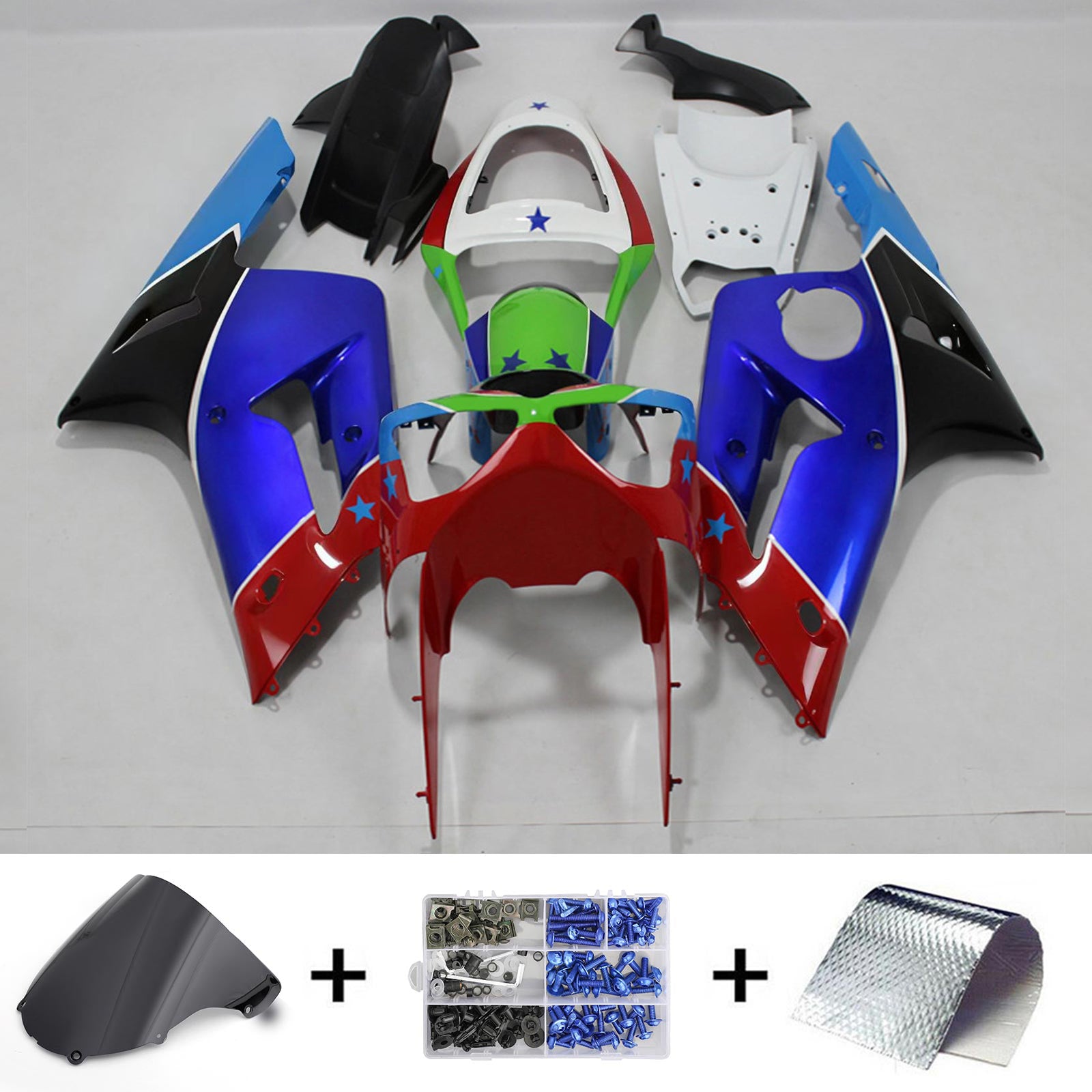 Kawasaki ZX6R 636 2003-2004 Fairing Kit Bodywork Plastic ABS