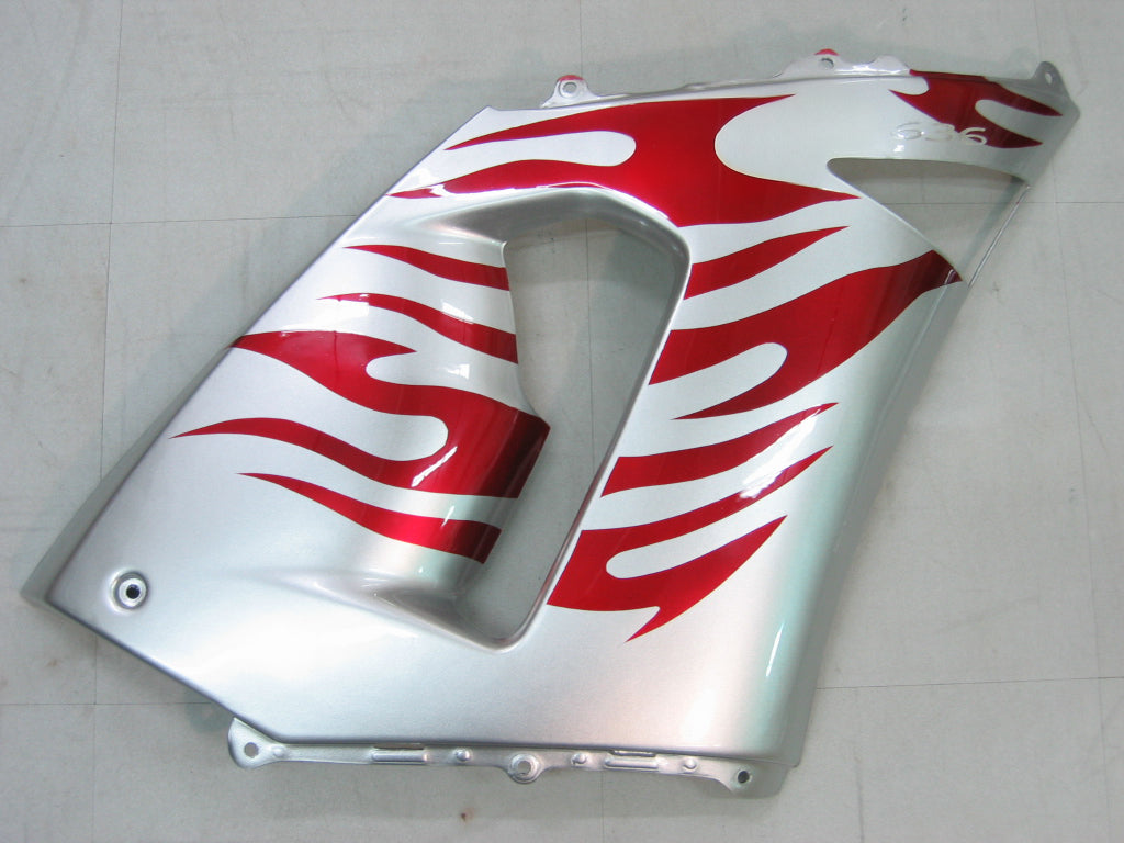 Fairings 2005-2006 Kawasaki ZX6R 636 Silver & Red Flame Ninja Generic