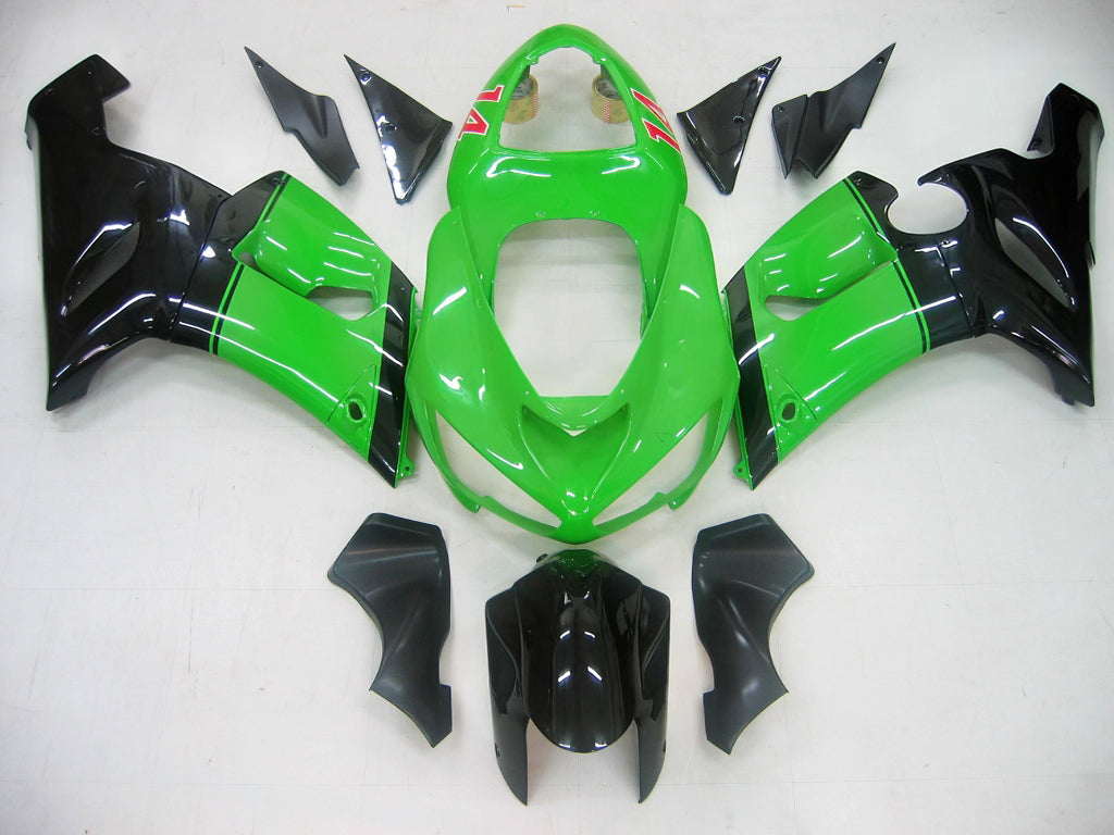 Fairings 2005-2006 Kawasaki ZX6R 636 Green Black No.14 ZX6R Generic
