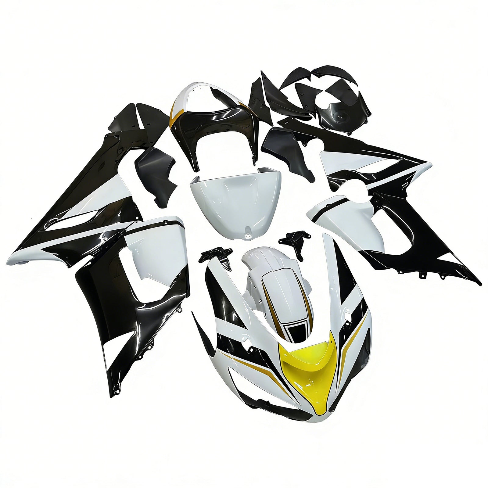 Fairings 2005-2006 Kawasaki ZX6R 636 Black White Yellow Playboy Generic