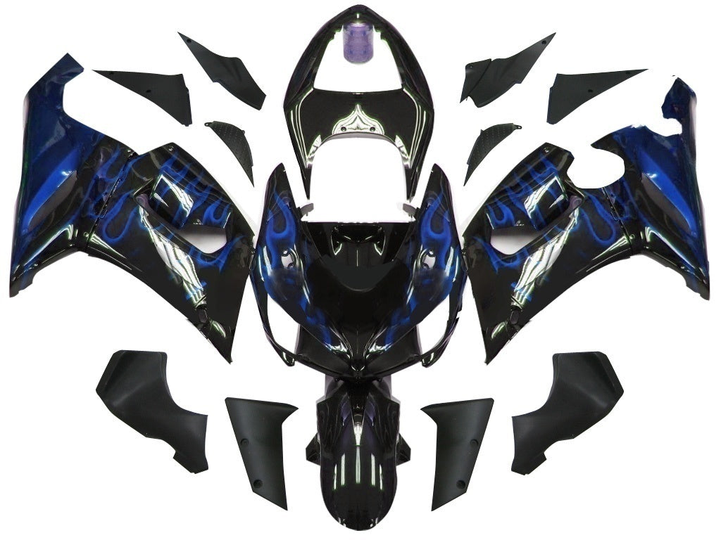 Fairings 2005-2006 Kawasaki ZX6R 636 Black & Blue Flame Ninja Generic