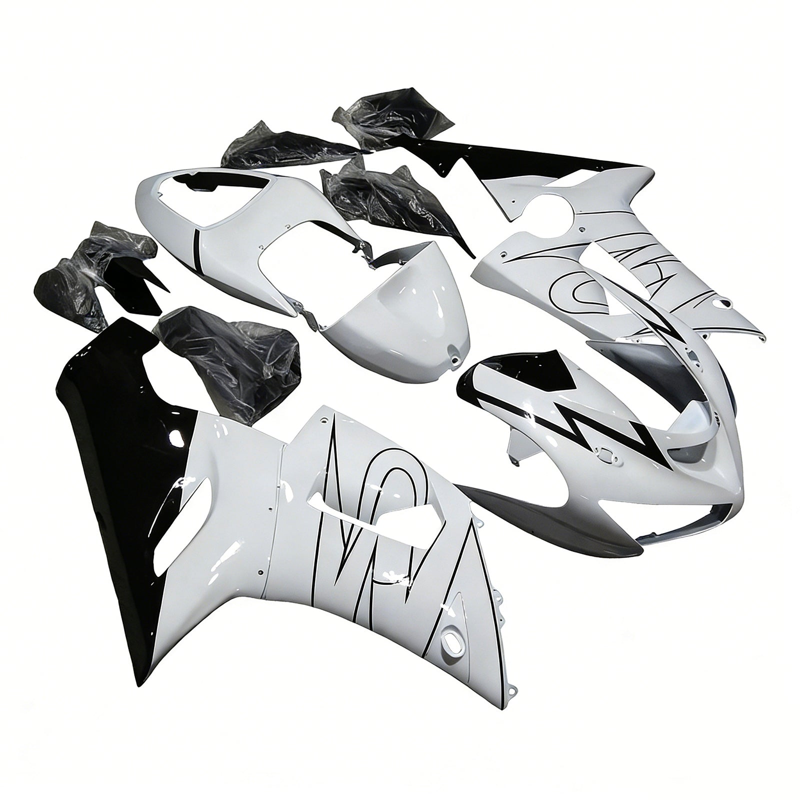 Fairings 2005-2006 Kawasaki ZX6R 636 White Black Corona Generic