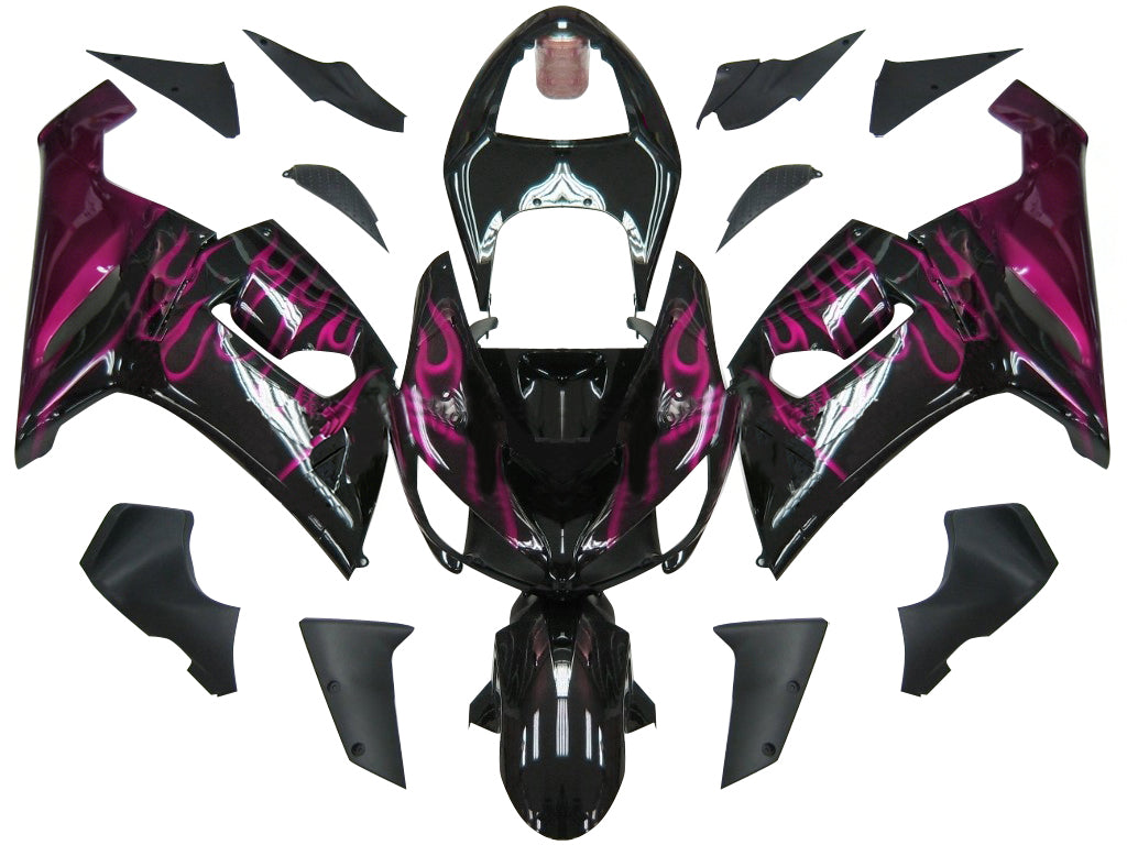 Fairings 2005-2006 Kawasaki ZX6R 636 Black & Purple Flame Ninja Generic