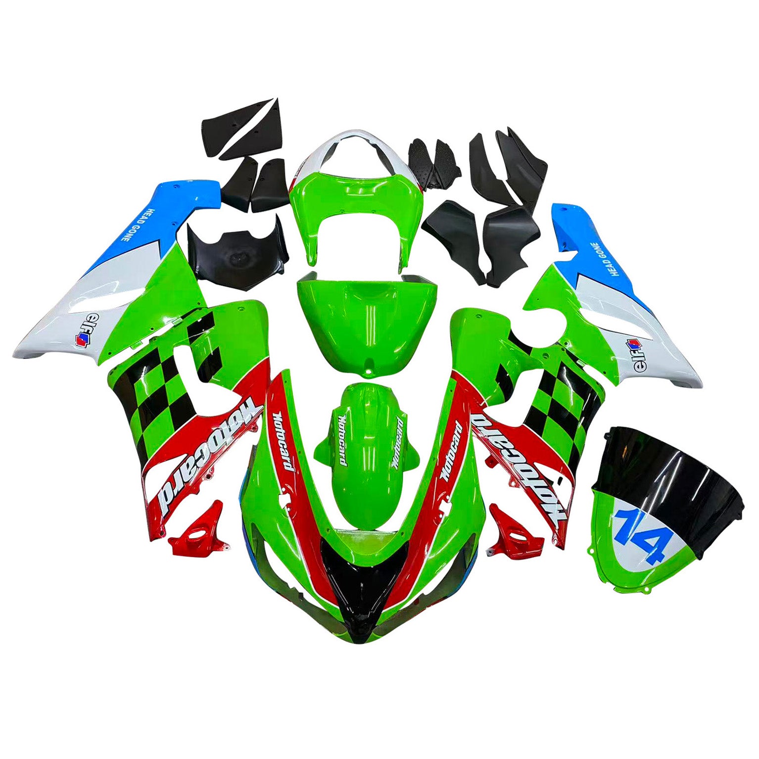 가와사키 ZX6R 636 2005-2006 페어링 키트 차체 플라스틱 ABS