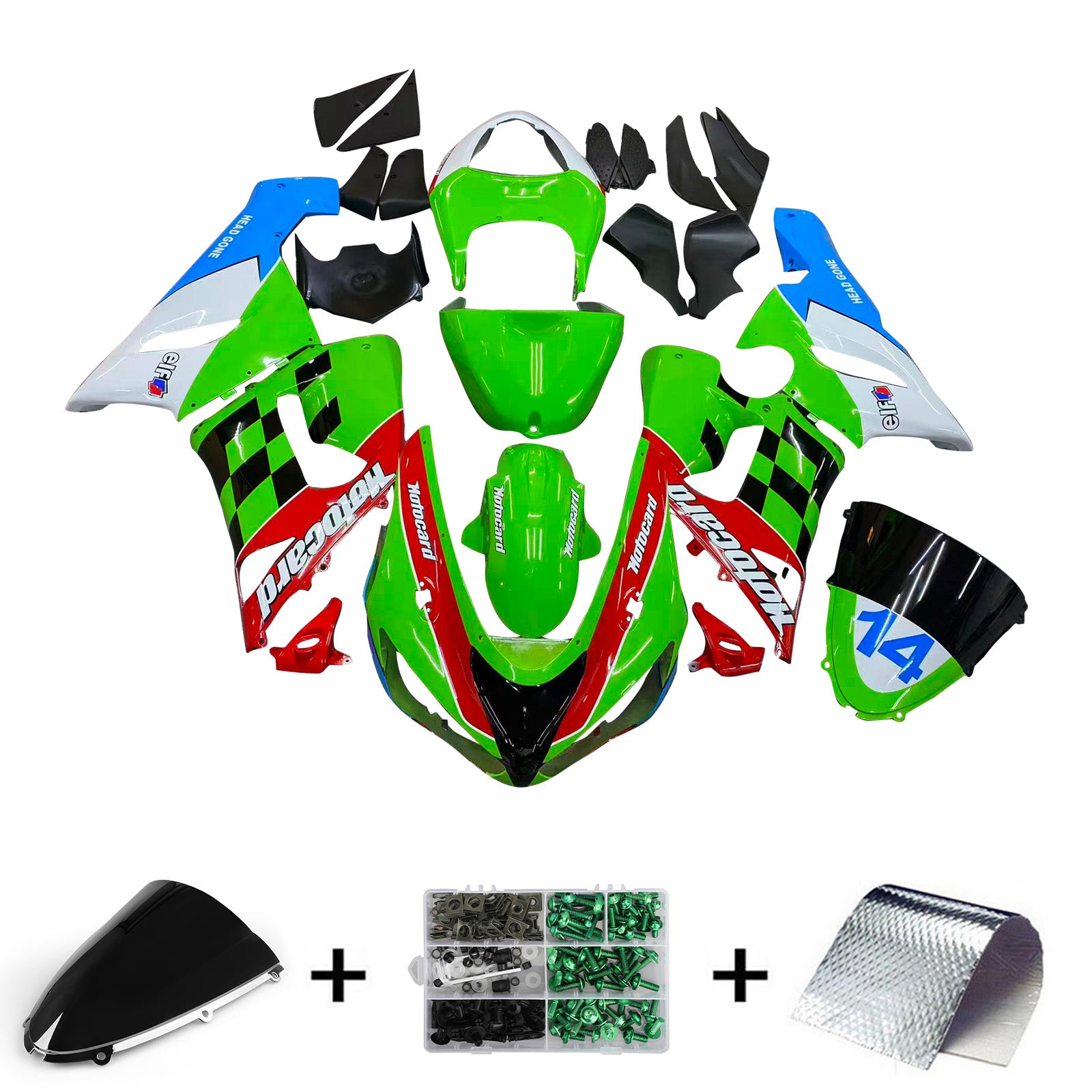 가와사키 ZX6R 636 2005-2006 페어링 키트 차체 플라스틱 ABS