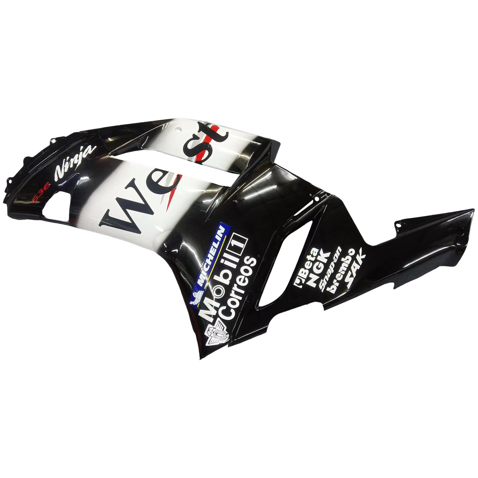Fairings 2007-2008 Kawasaki ZX6R ZX636 Black White West Ninja Generic