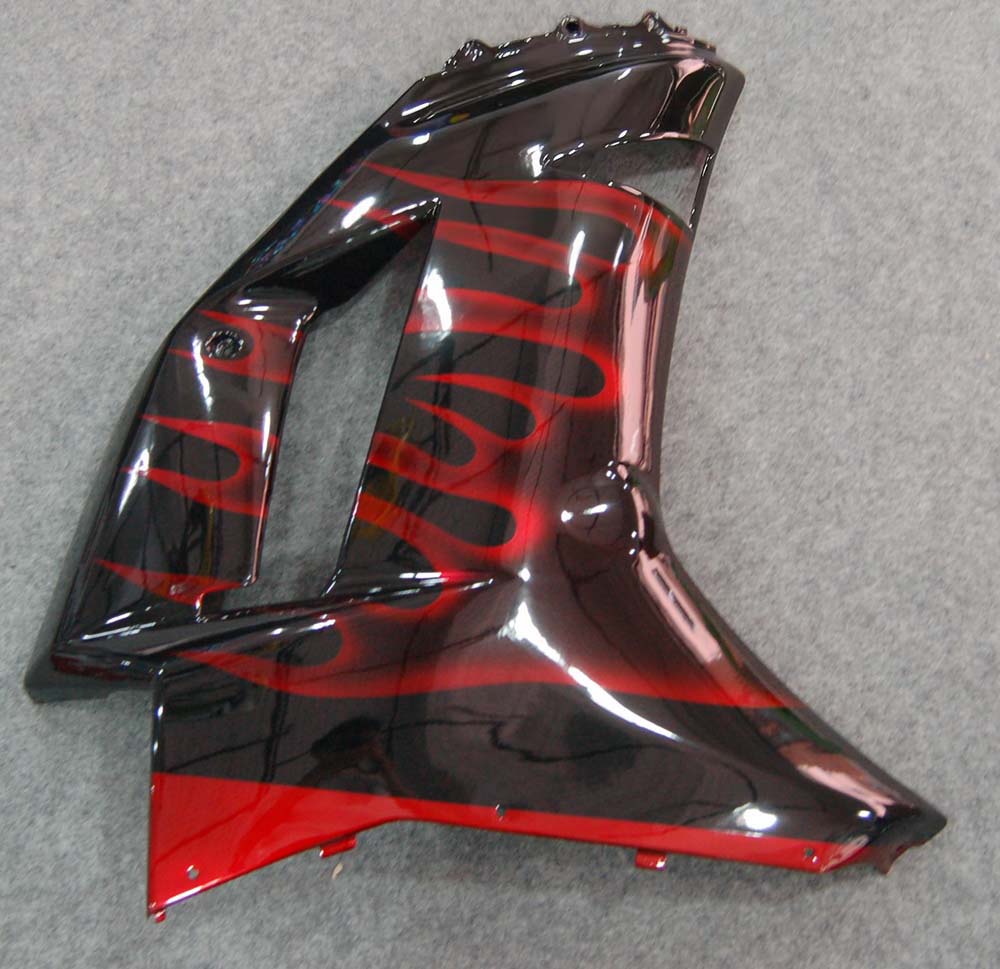 Fairings 2007-2008 Kawasaki ZX6R ZX636 Black & Red Flame Ninja Generic