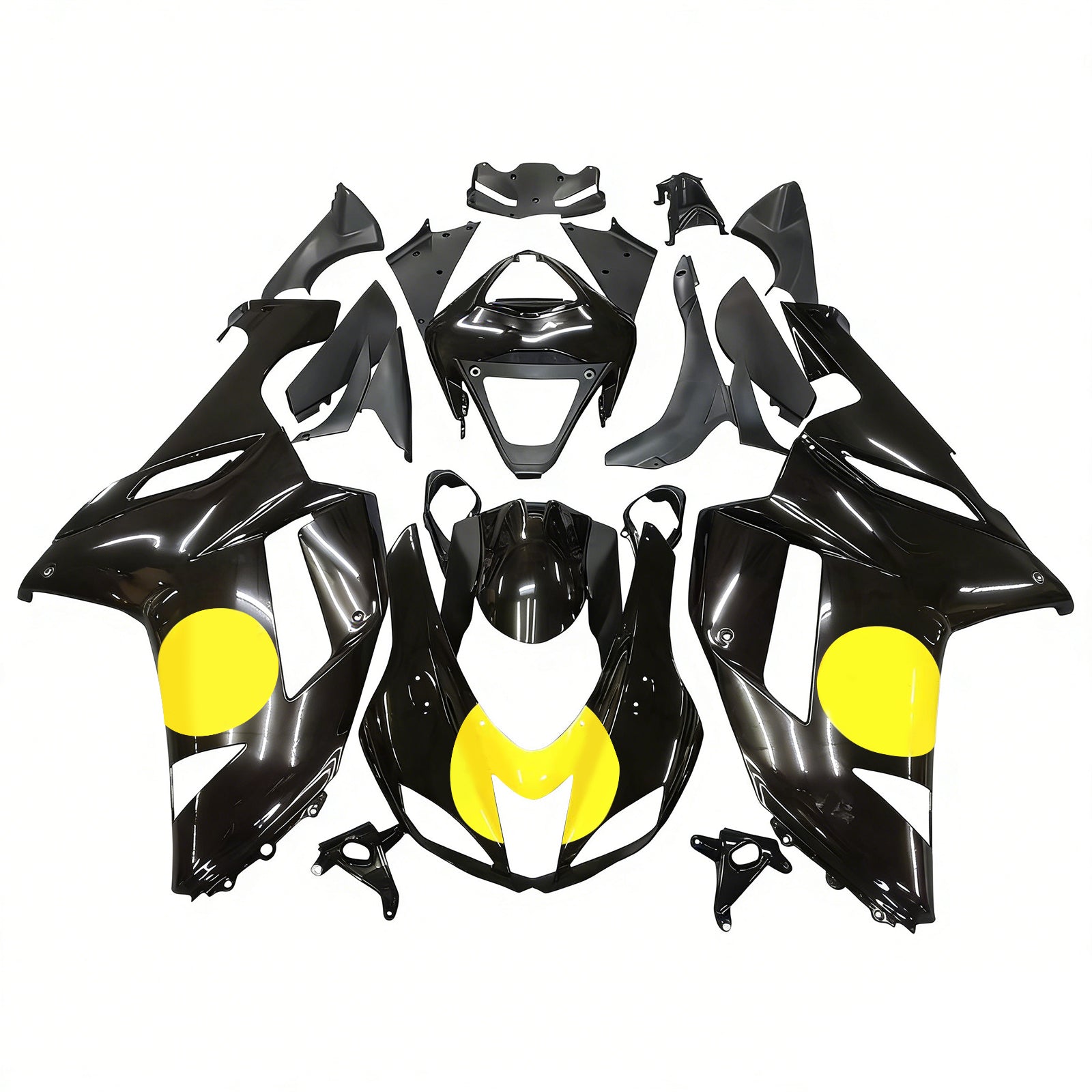 Fairings 2007-2008 Kawasaki ZX-R ZX636 Black Yellow Generic