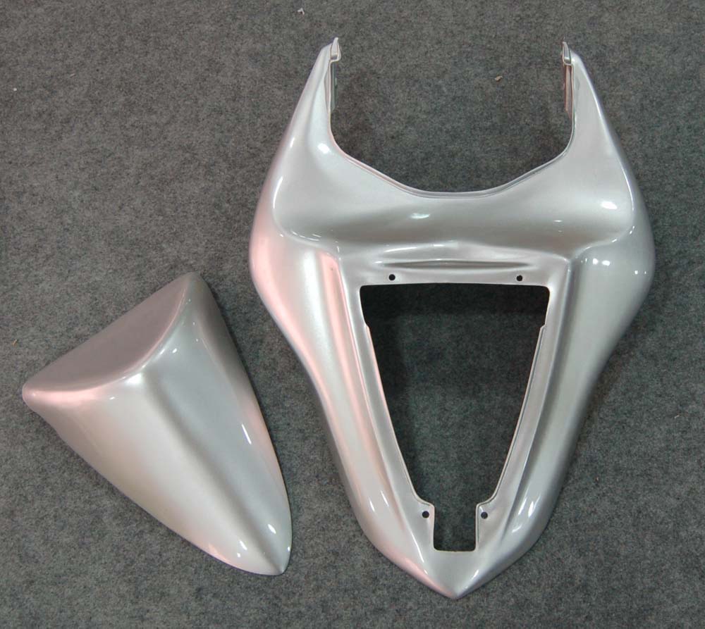 Fairings 2007-2008 Kawasaki ZX6R ZX636 Silver & Red Flame ZX6R Generic