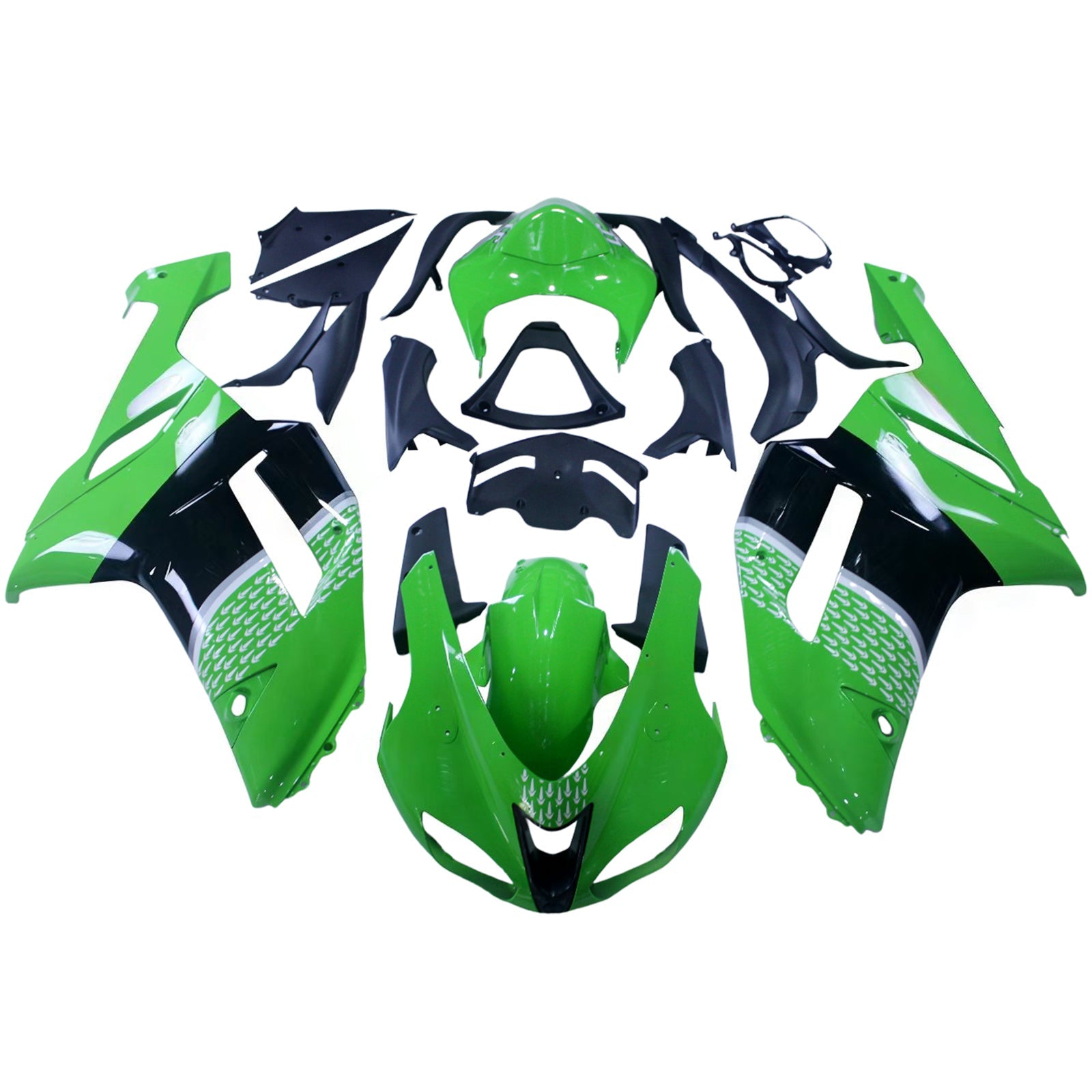 Fairings 2007-2008 Kawasaki ZX6R ZX636 Green Black ZX6R Generic