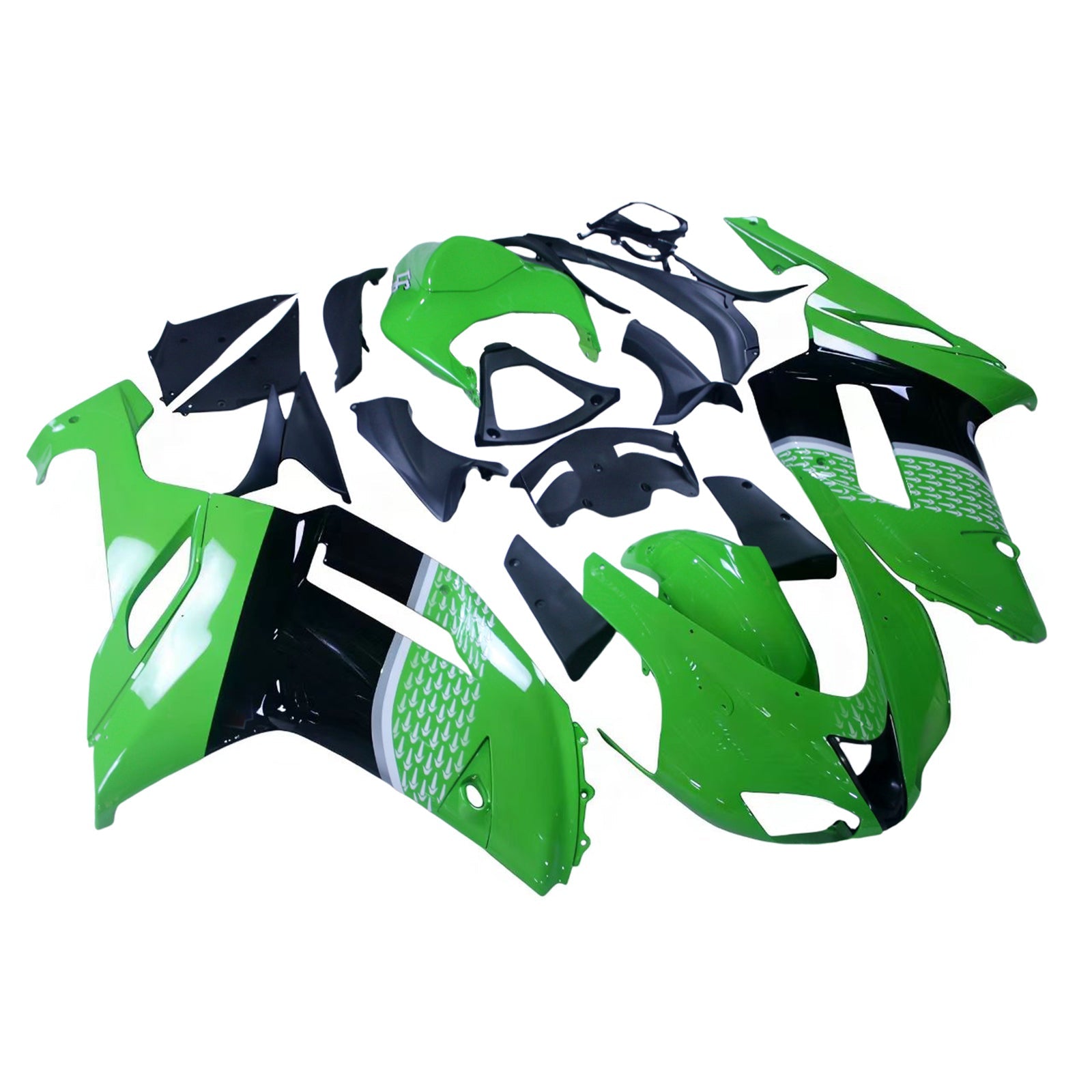 Fairings 2007-2008 Kawasaki ZX6R ZX636 Green Black ZX6R Generic